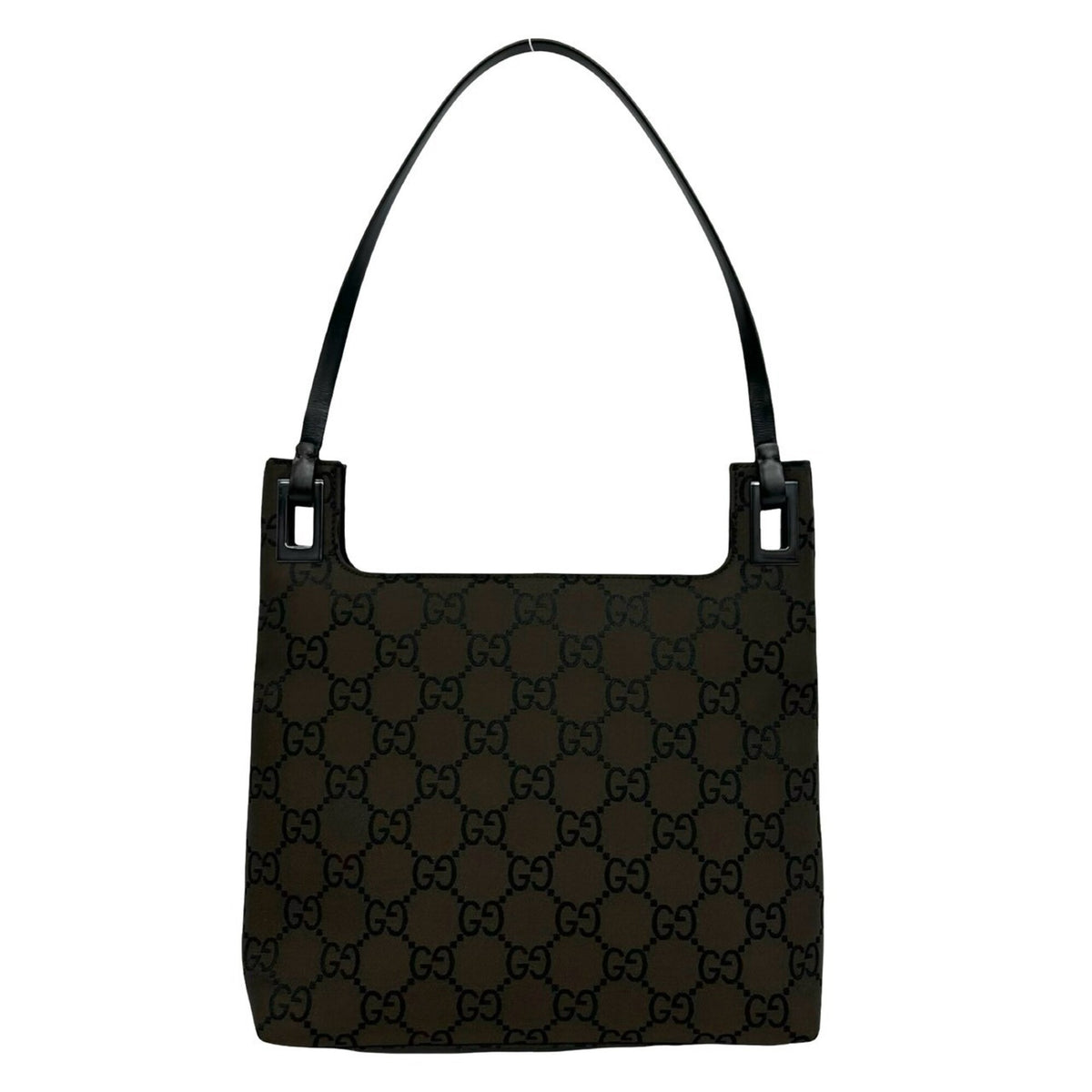 Gucci Brown Canvas Leather Handbag Shoulder Bag Tote Bag (Pre-Owned)
