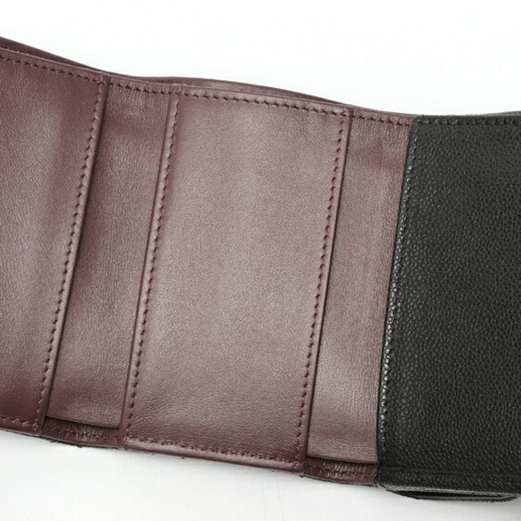 Chanel Black Grained Calfskin Wallet (Tri-Fold) (Pre-Owned)