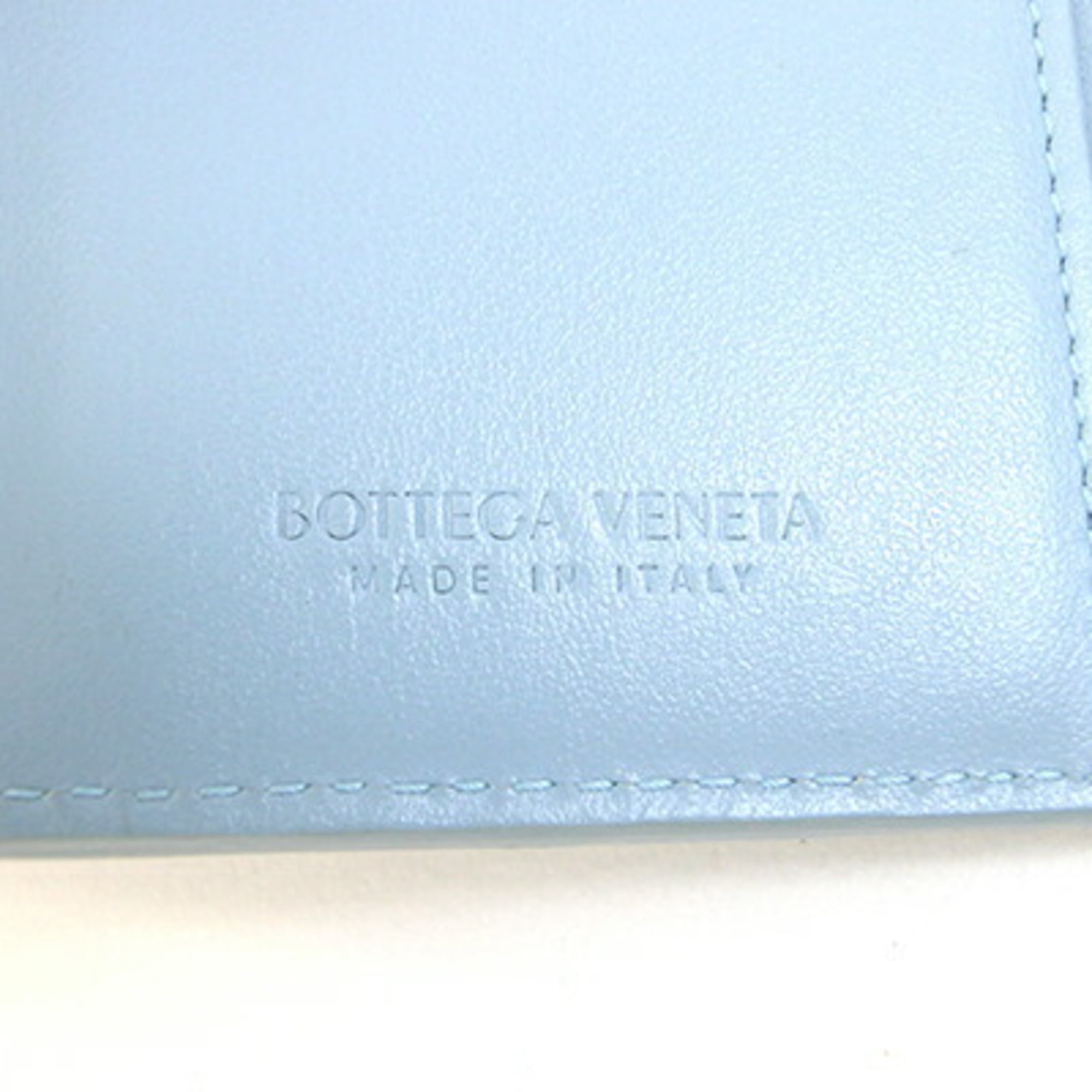 Bottega Veneta Intrecciato Light Blue Leather Canvas Wallet (Bi-Fold) (Pre-Owned)