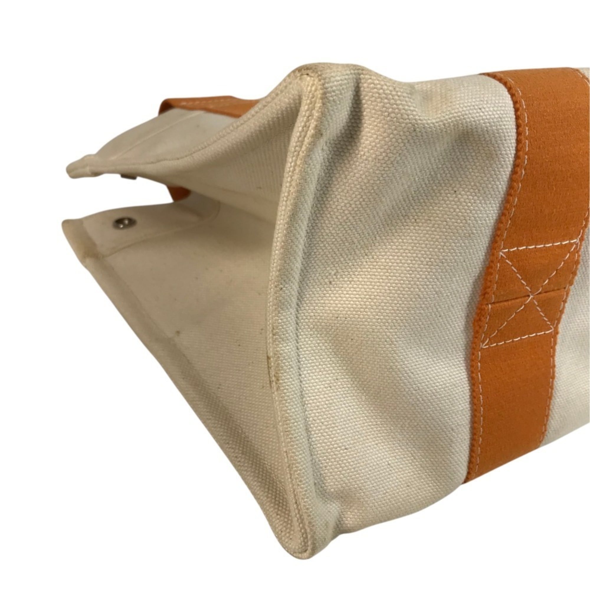 Hermes Ivory Orange Cotton Handbag Tote Bag (Pre-Owned)