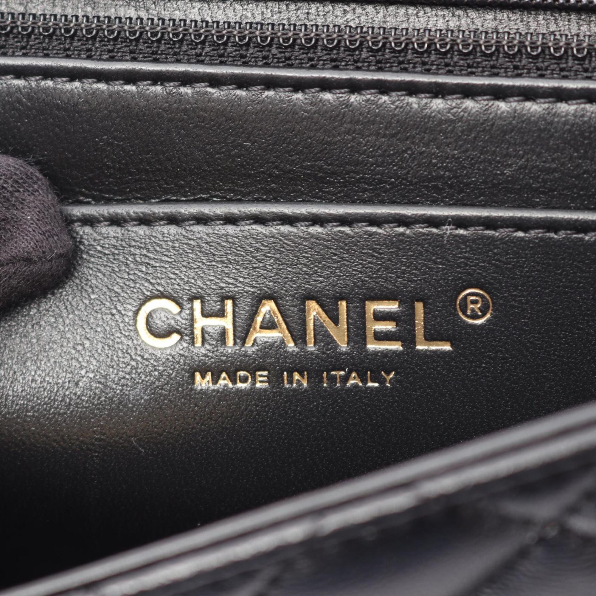 Chanel Black Leather Handbag Shoulder Bag (Pre-Owned)