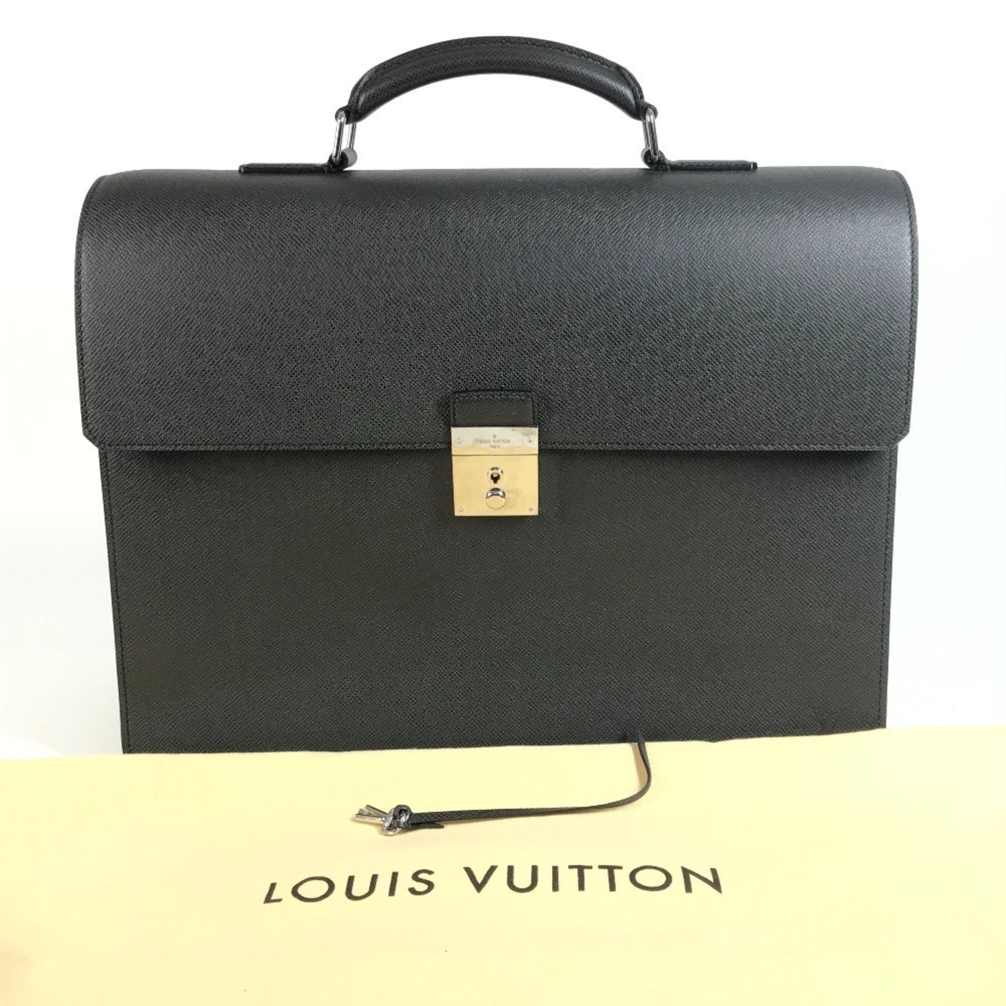 Louis Vuitton Ardoise Black Taiga Leather Briefcase Handbag (Pre-Owned)