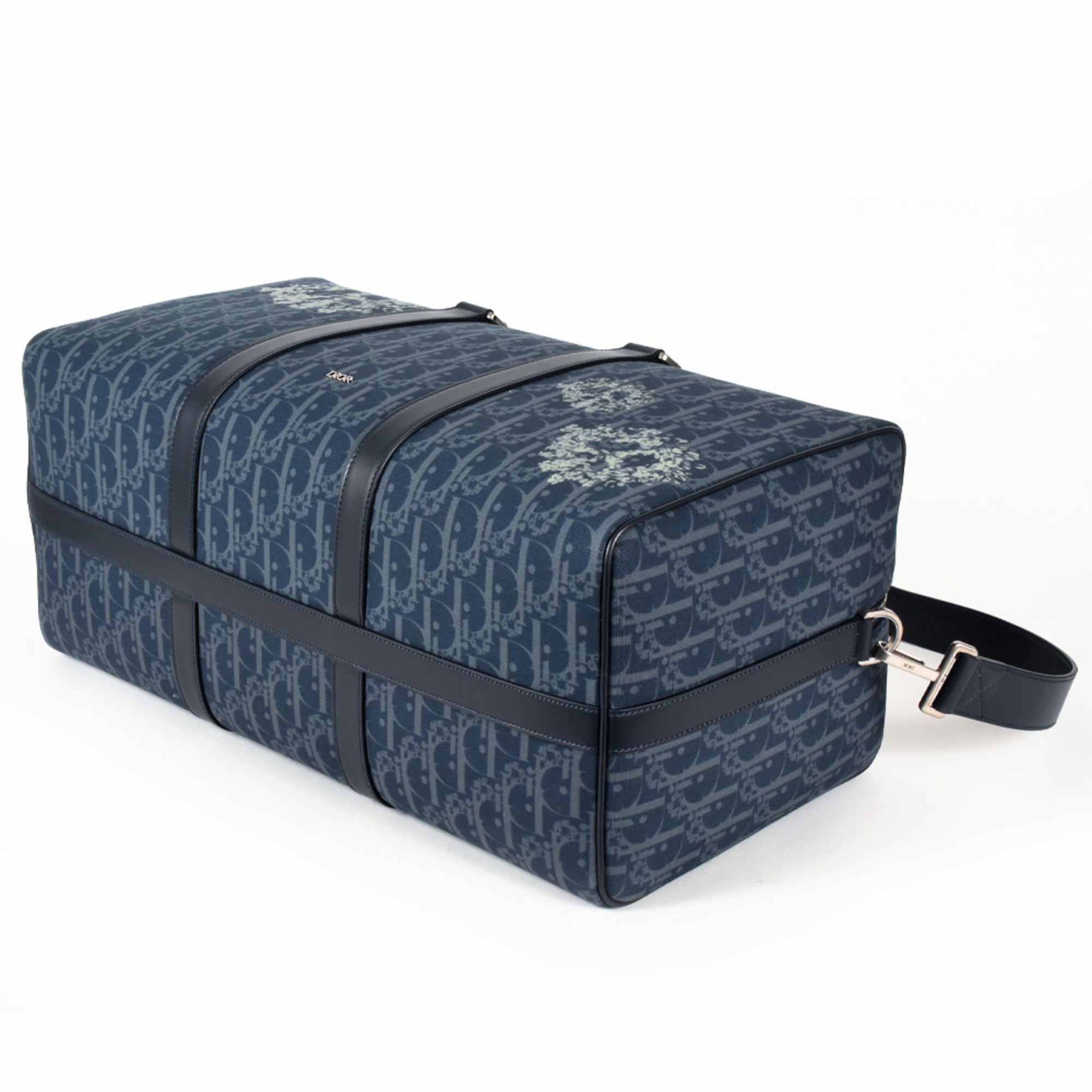 Christian Dior Navy Leather Cotton Denim Boston Bag (Pre-Owned)