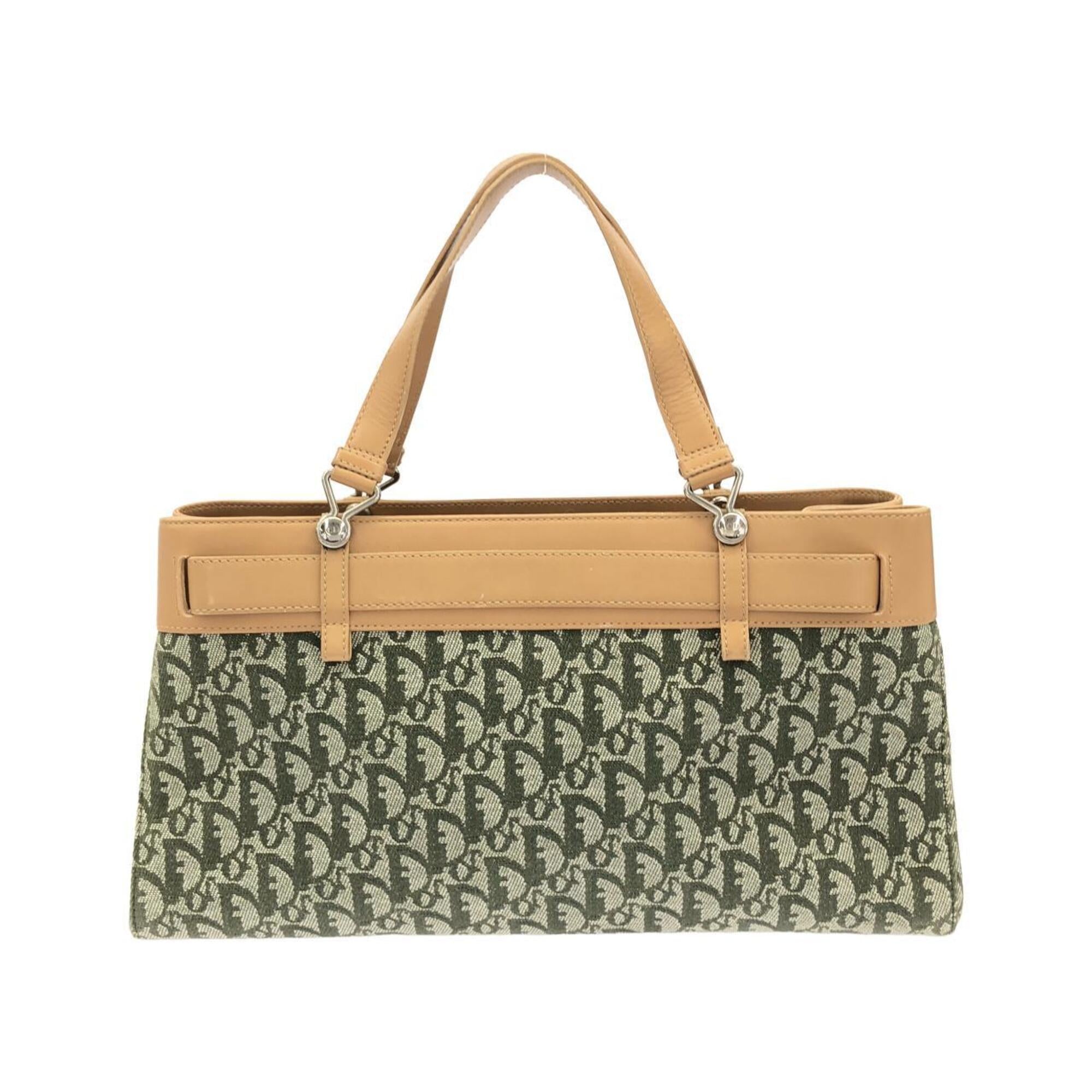 Christian Dior Green Canvas Leather Handbag (Pre-Owned)