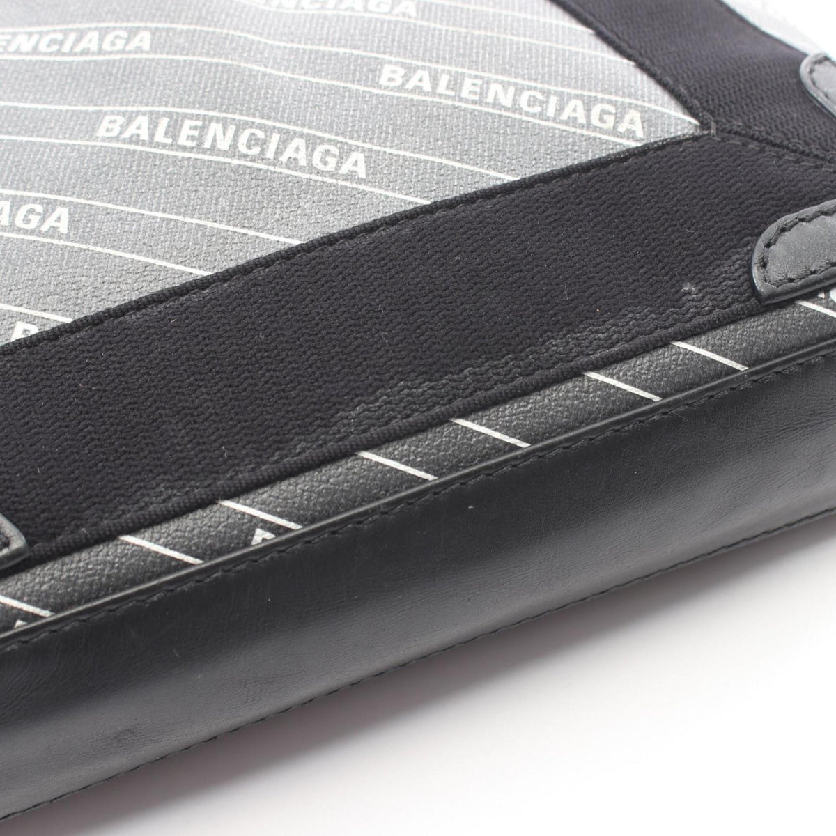 Balenciaga Black Coated Canvas Handbag Pouch (Pre-Owned)