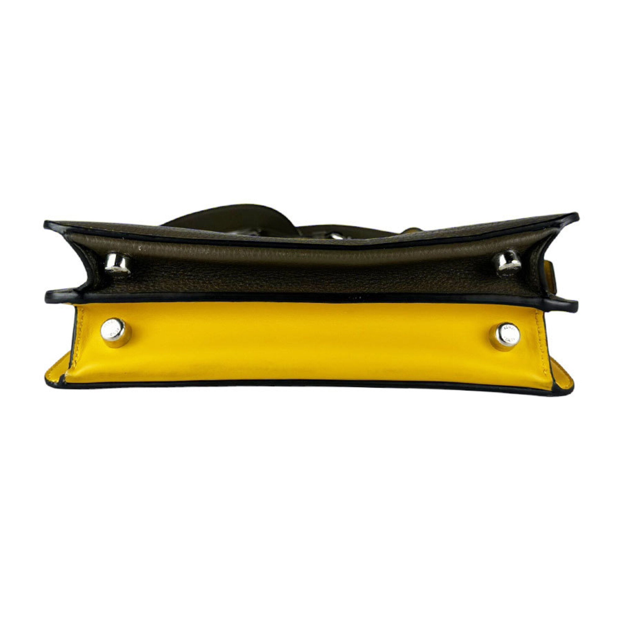 Fendi Khaki Yellow Leather Shoulder Bag (Pre-Owned)
