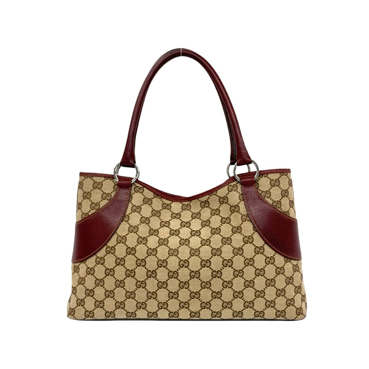 Gucci Brown Canvas Leather Handbag Shoulder Bag Tote Bag (Pre-Owned)
