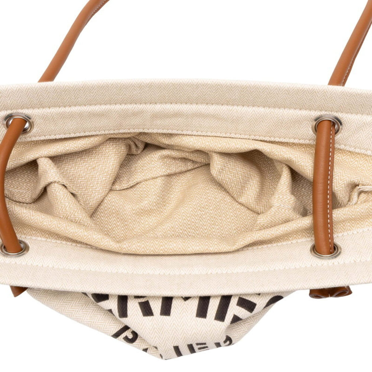 Hermes Beige Brown Cotton Leather Shoulder Bag (Pre-Owned)