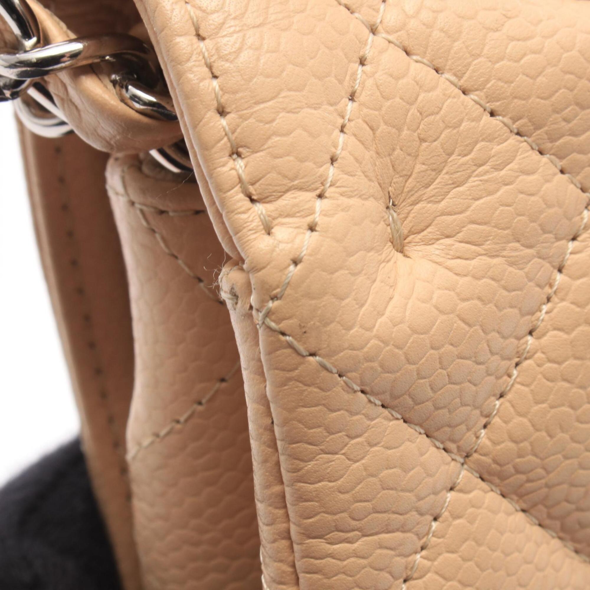 Chanel Beige Grained Calfskin Handbag Shoulder Bag (Pre-Owned)