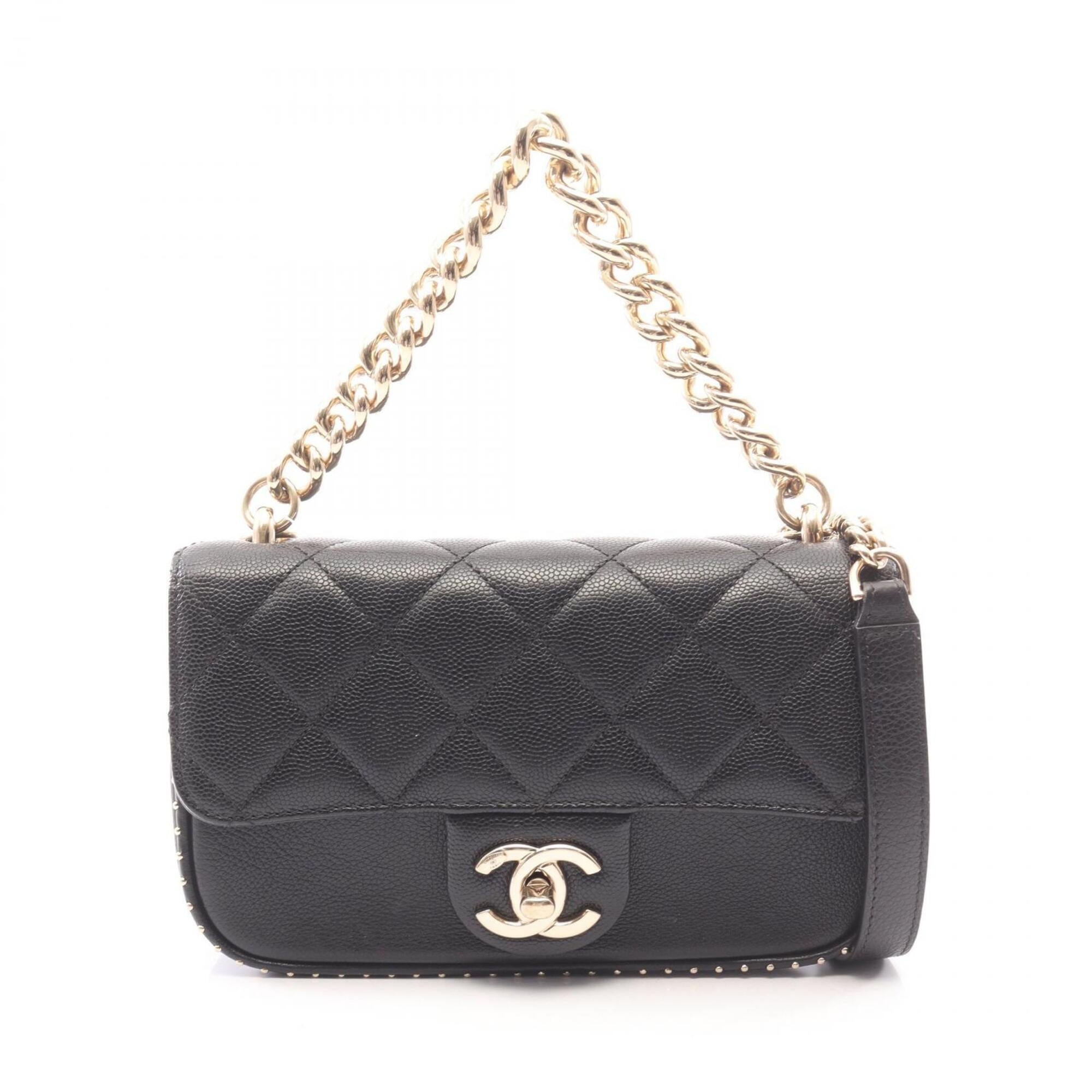 Chanel Black Grained Calfskin Handbag Shoulder Bag (Pre-Owned)