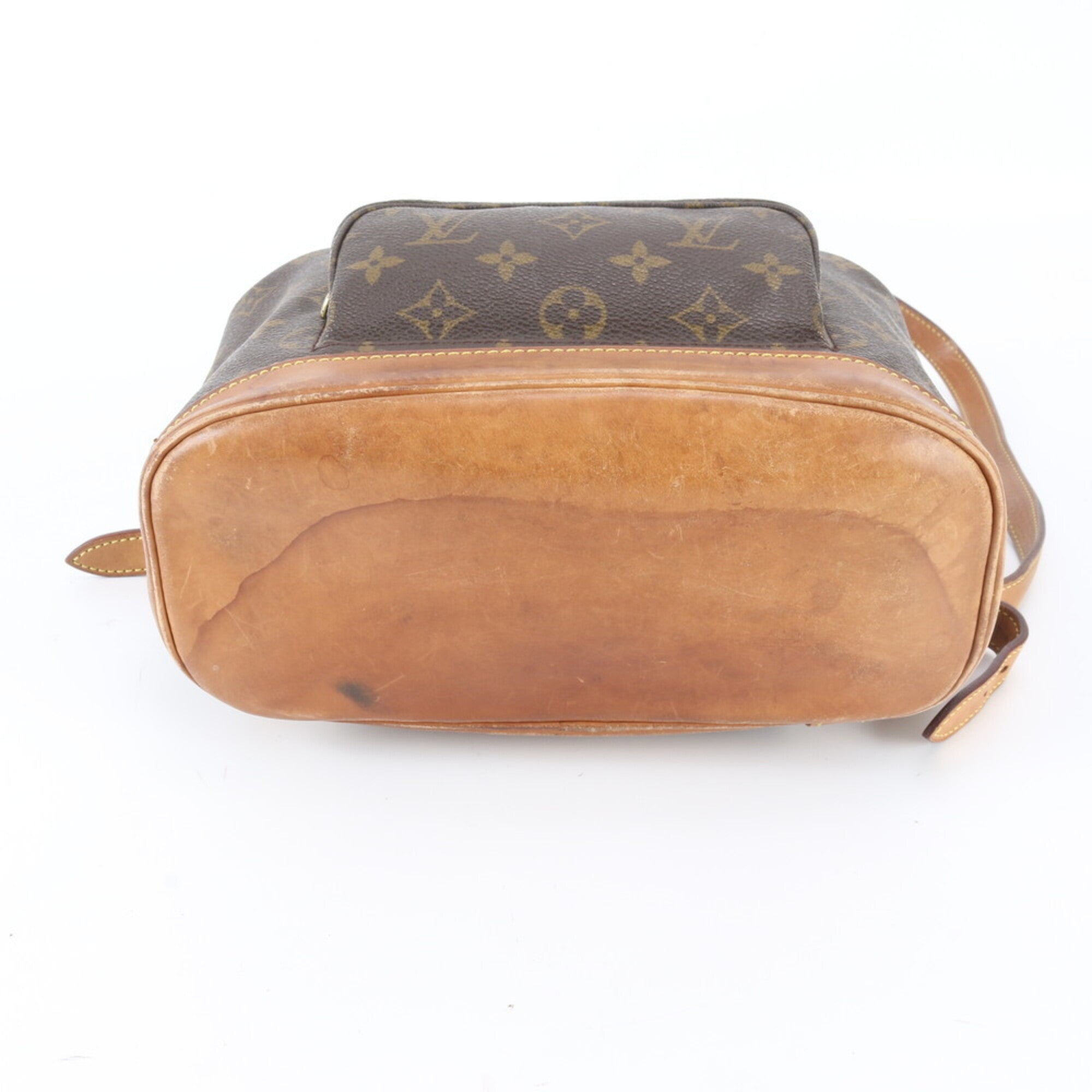 Louis Vuitton Brown Leather Coated Canvas Backpack Shoulder Bag (Pre-Owned)