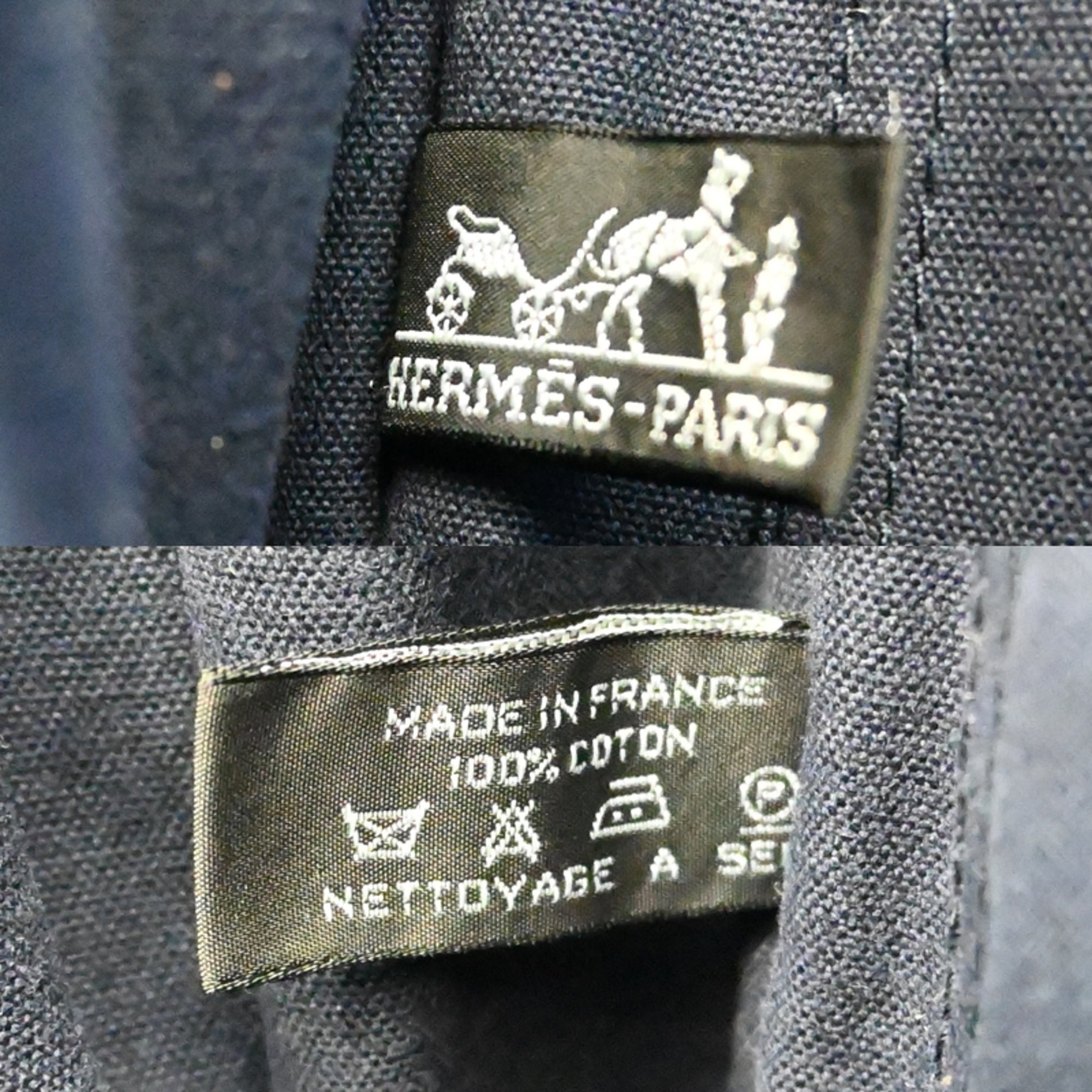 Hermes Brown Navy Cotton Shoulder Bag (Pre-Owned)