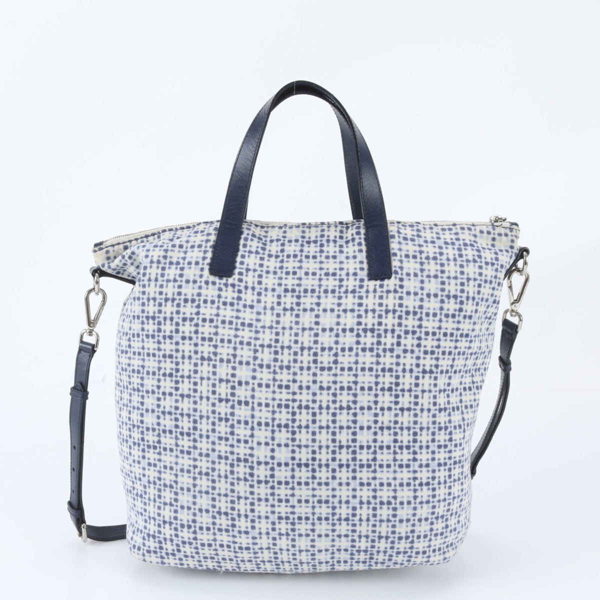 Prada Blue Leather Nylon Shoulder Bag Tote Bag (Pre-Owned)