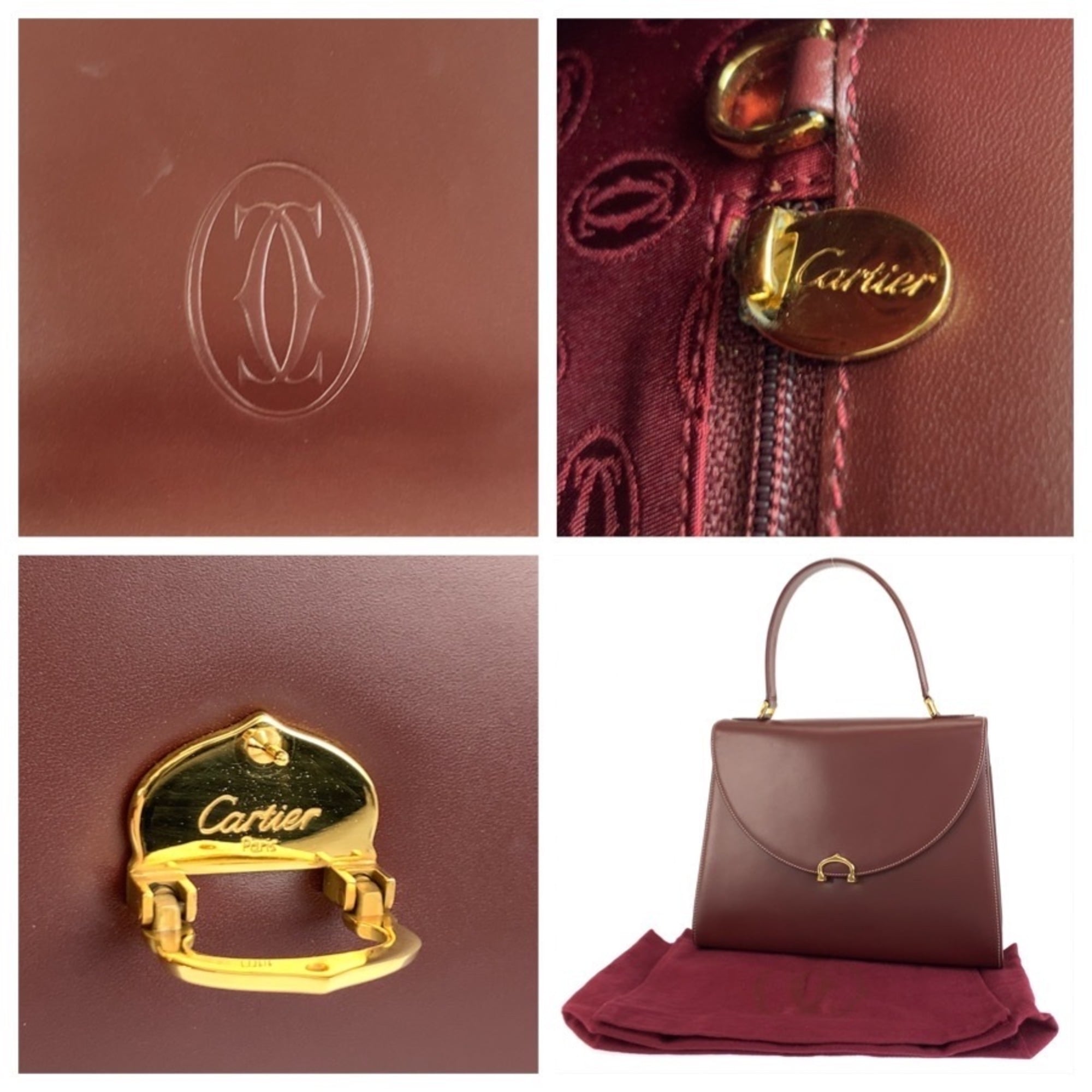 Cartier Bordeaux Leather Handbag (Pre-Owned)