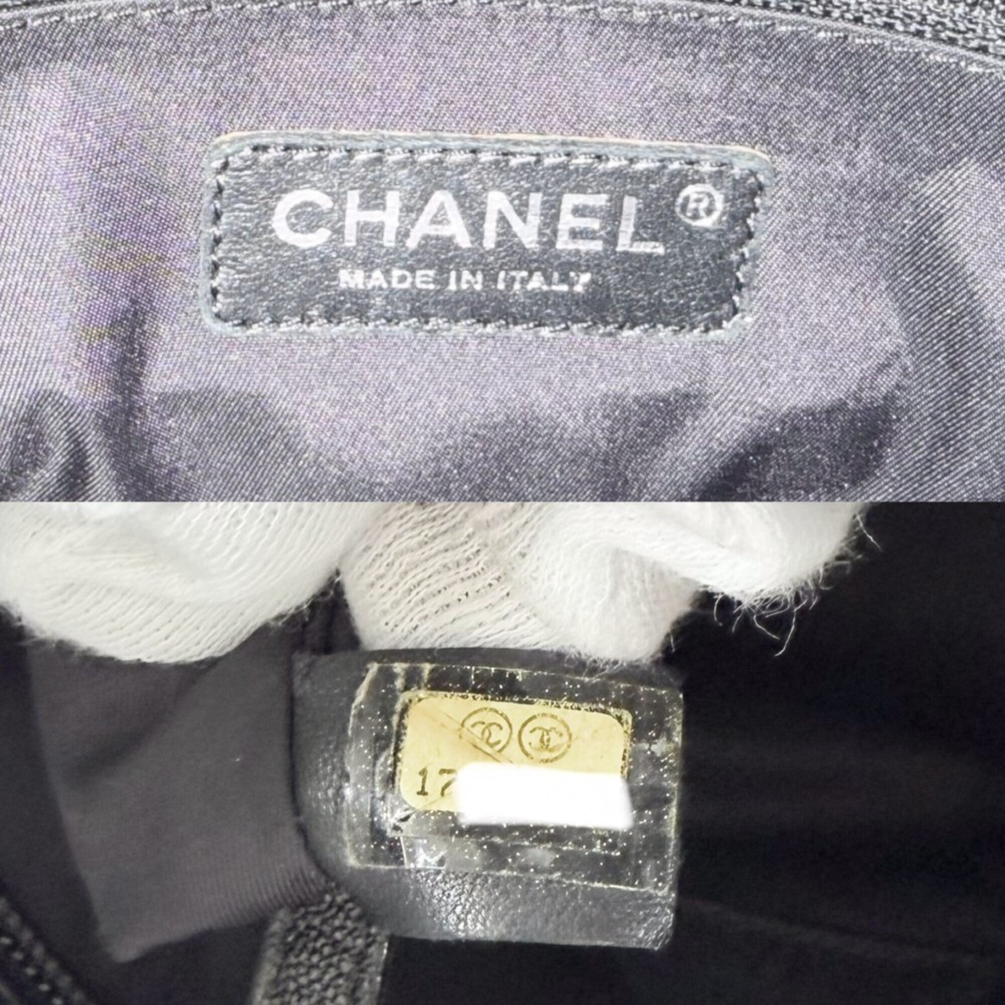 Chanel Black Pvc Coated Canvas Leather Handbag Tote Bag (Pre-Owned)