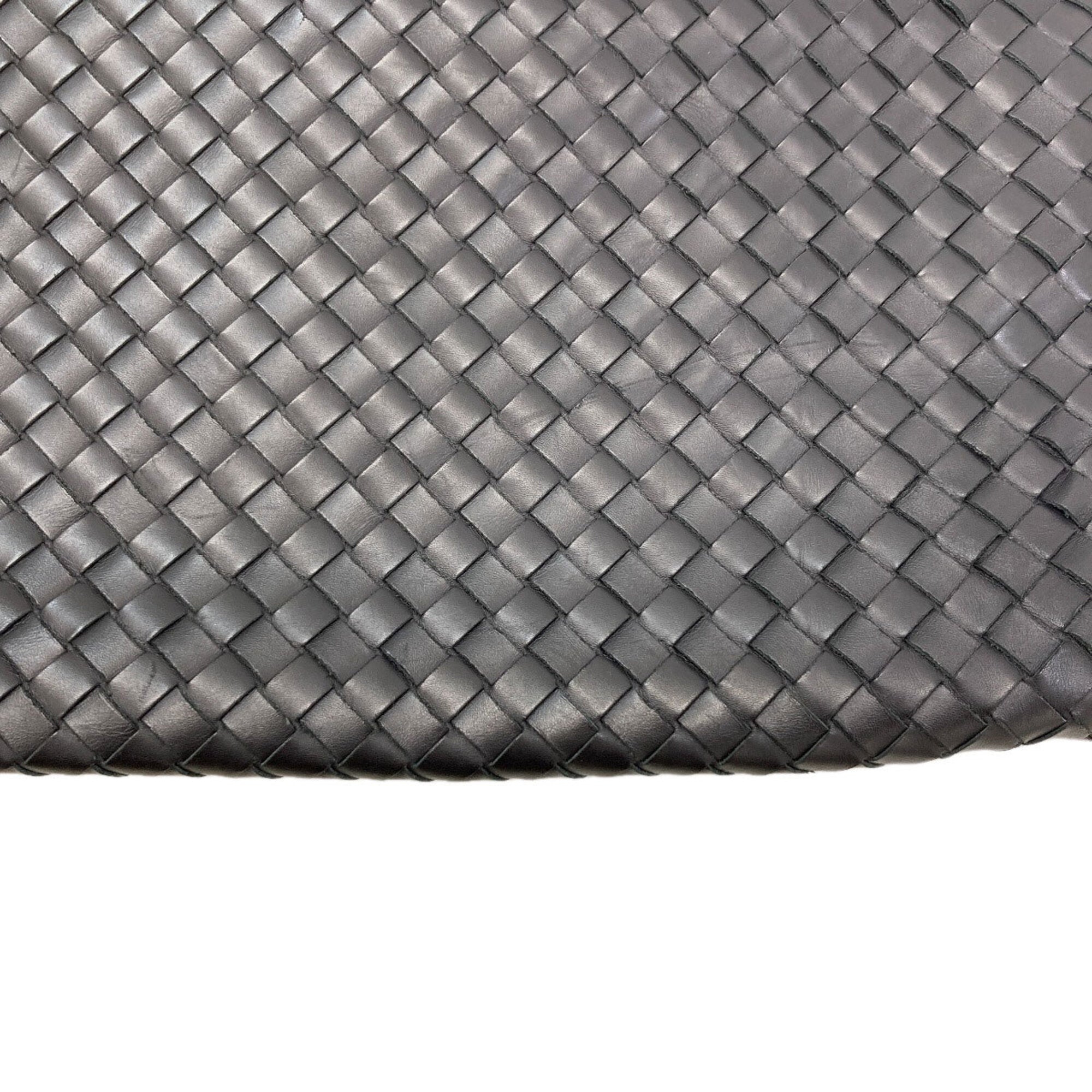 Bottega Veneta Intrecciato Black Leather Shoulder Bag (Pre-Owned)