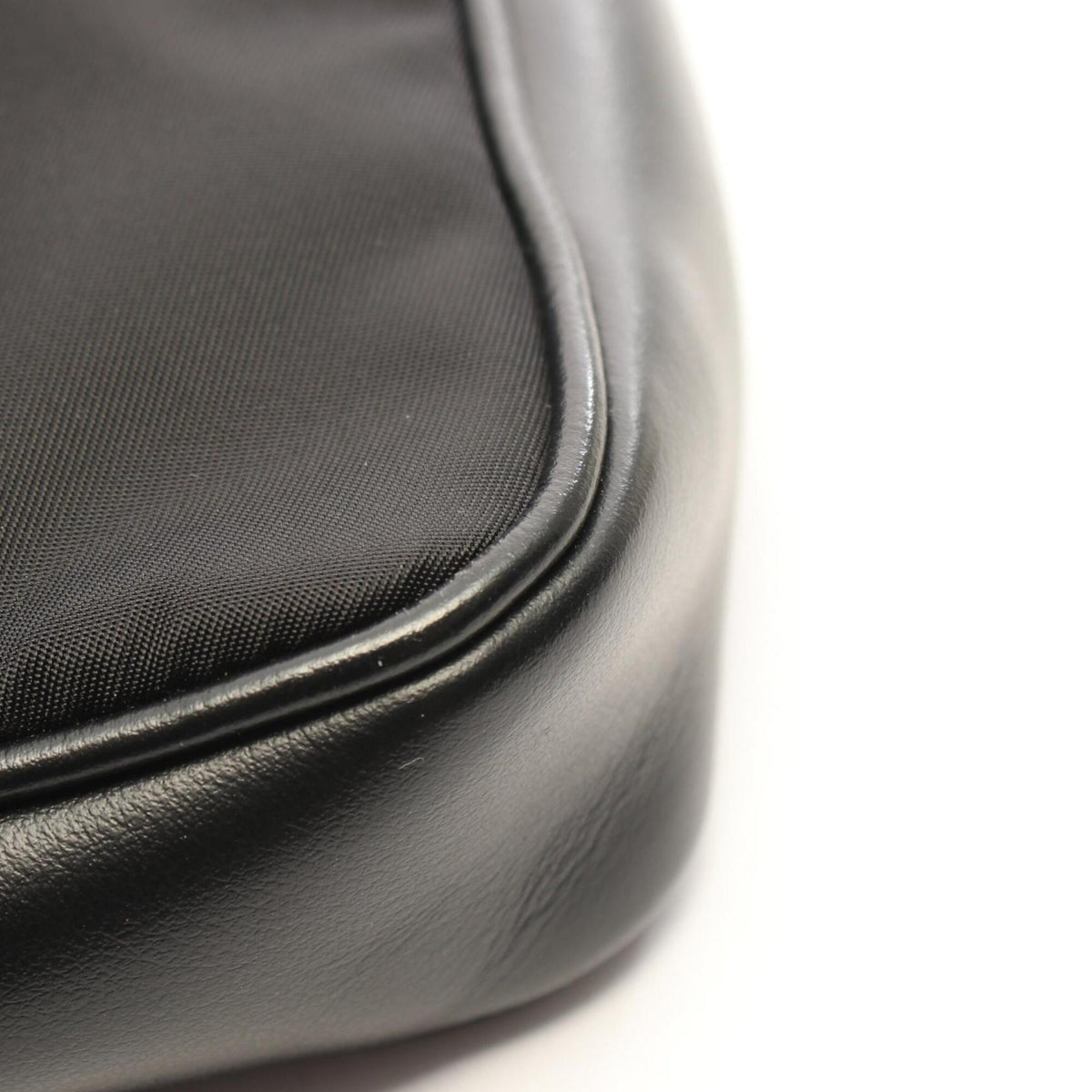 Prada Black Nylon Leather Handbag Shoulder Bag (Pre-Owned)
