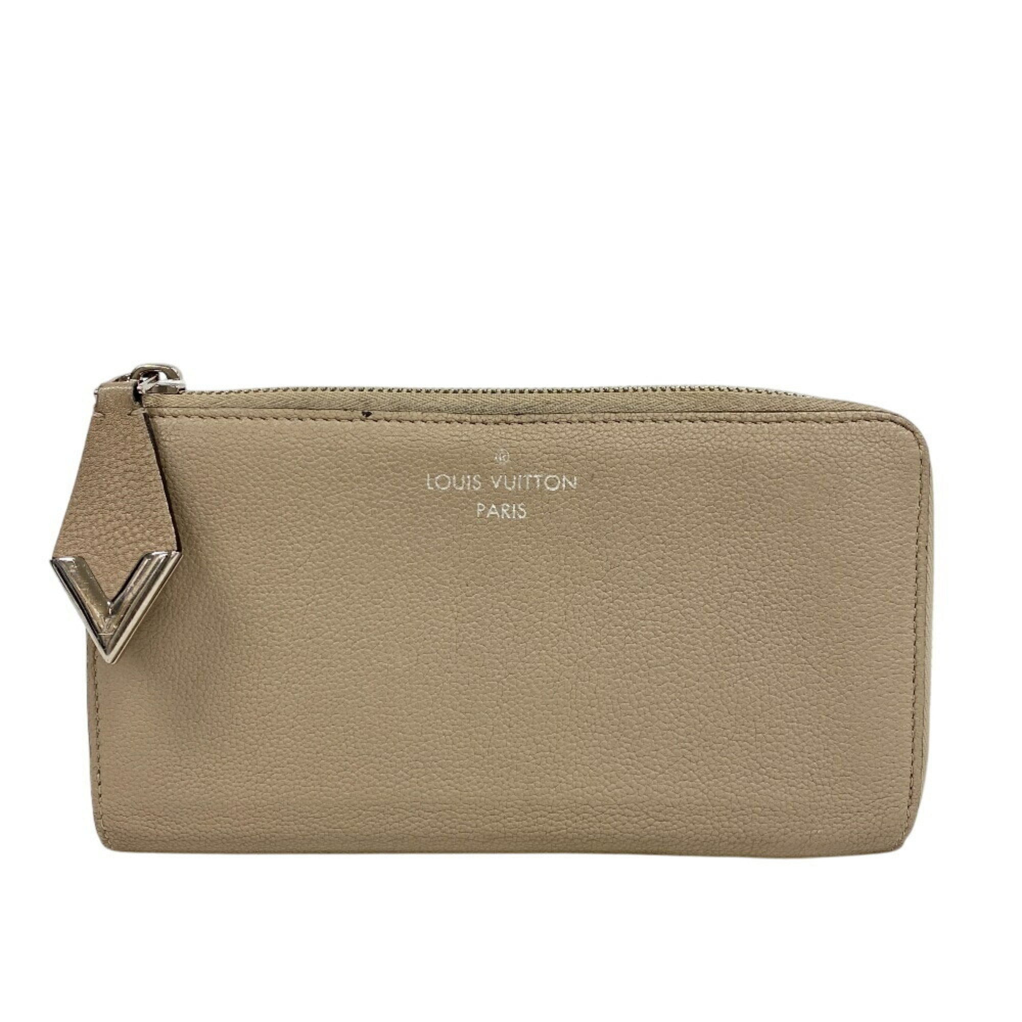Louis Vuitton Parnassea Beige Leather Long Wallet (Bi-Fold) (Pre-Owned)