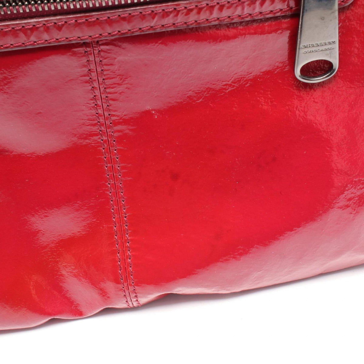 Burberry Red Color Patent Leather Handbag Shoulder Bag (Pre-Owned)