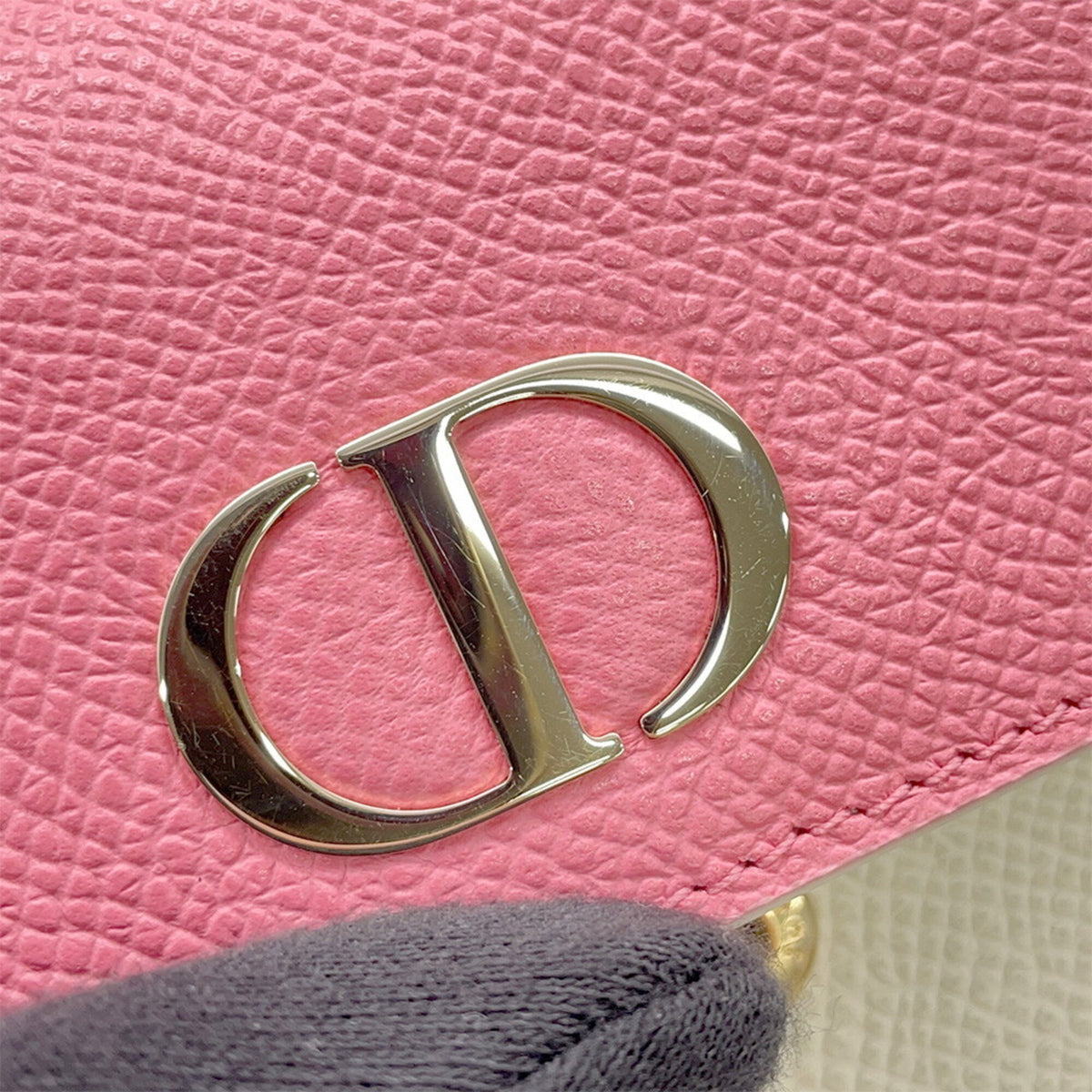 Christian Dior Pink White Leather Wallet (Tri-Fold) (Pre-Owned)