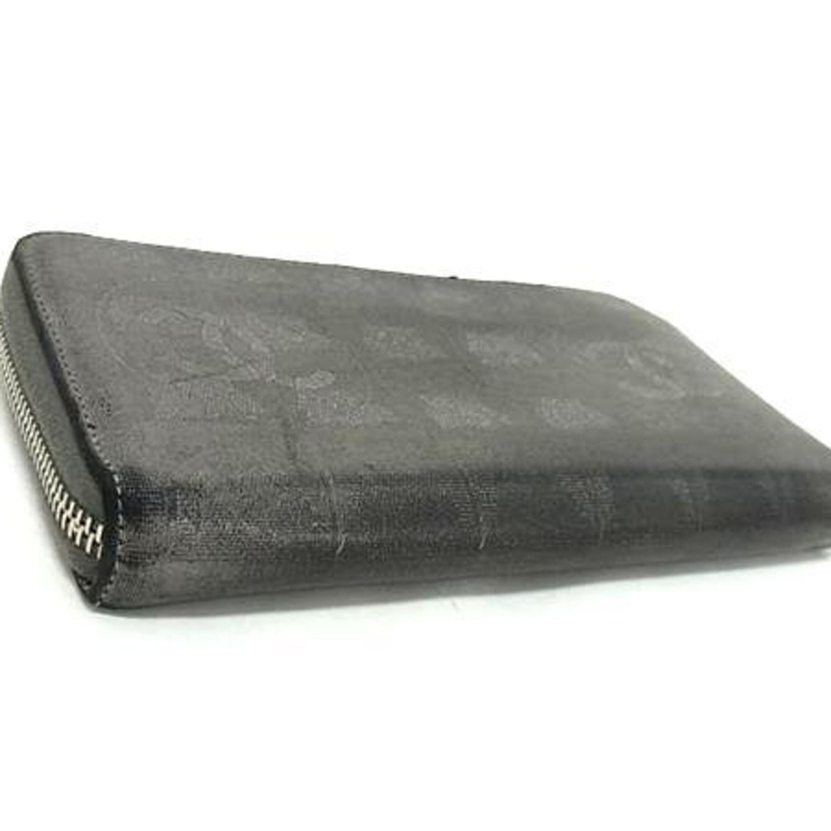 Chanel Gray Leather Long Wallet (Bi-Fold) (Pre-Owned)