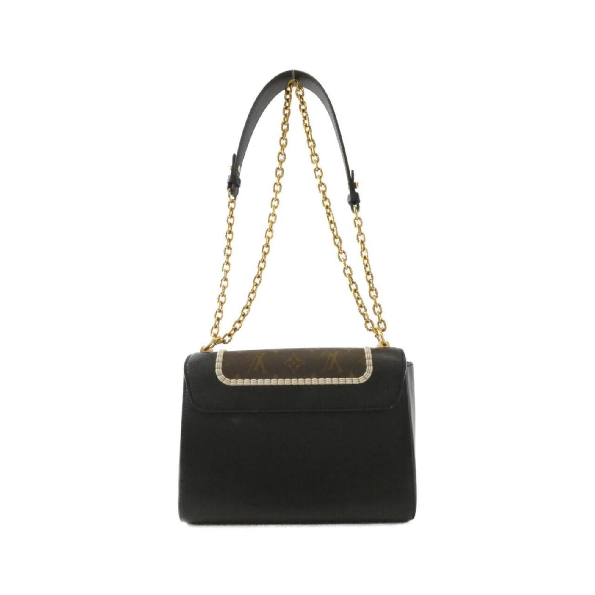 Louis Vuitton Black Marron Coated Canvas Leather Shoulder Bag (Pre-Owned)
