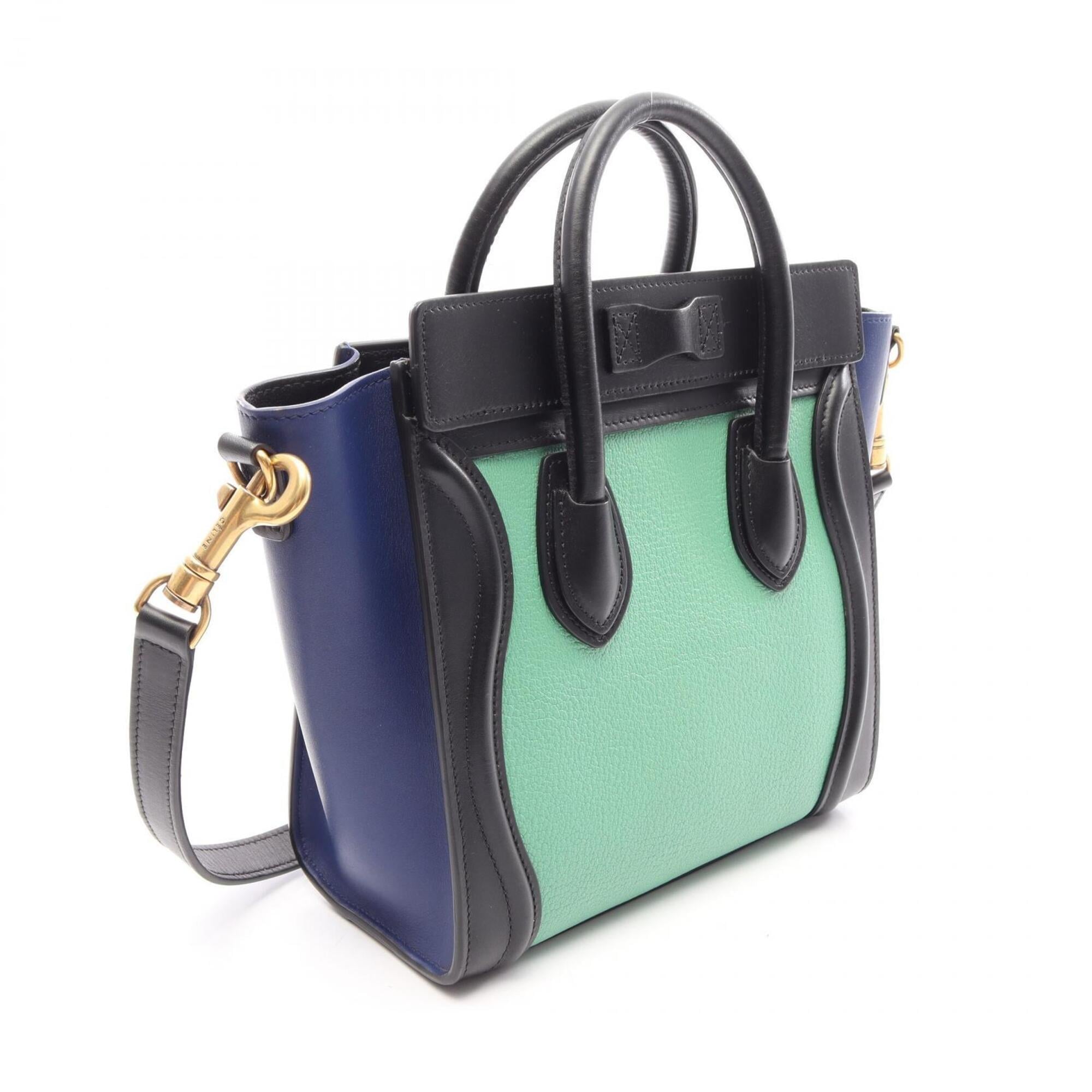 Celine Black Blue Green Leather Handbag (Pre-Owned)