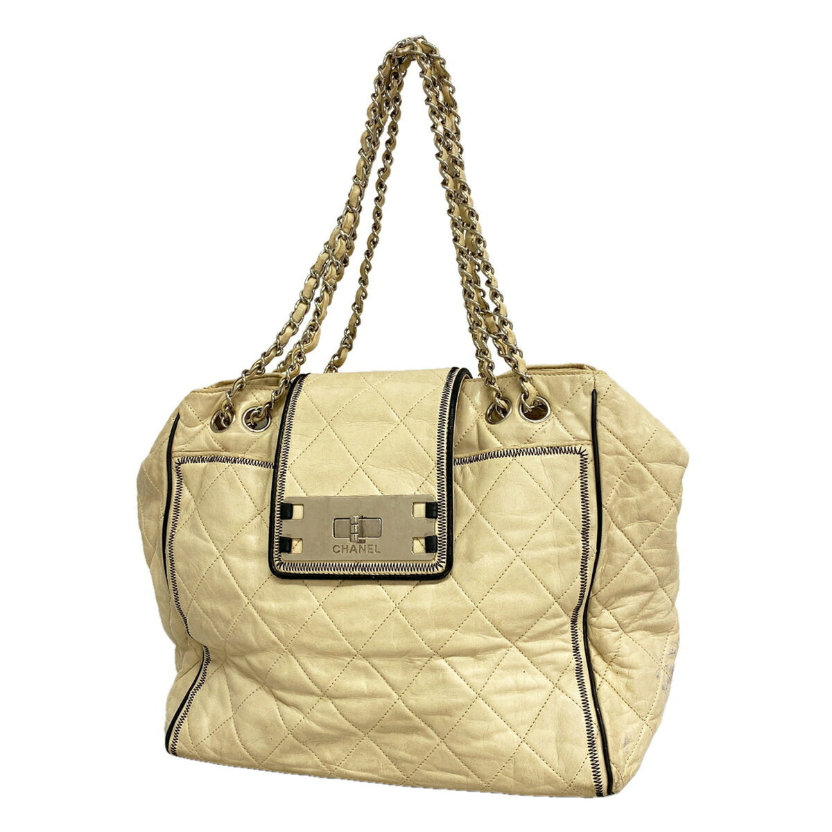 Chanel Ivory Leather Tote Bag (Pre-Owned)