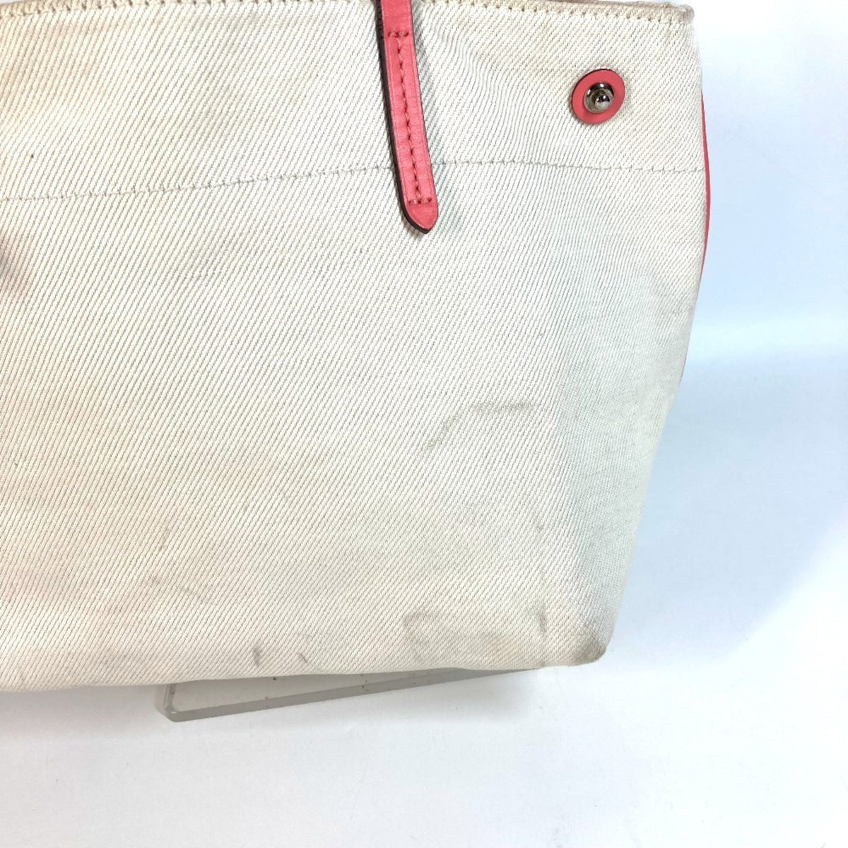 Louis Vuitton Pink White Leather Canvas Shoulder Bag Tote Bag (Pre-Owned)
