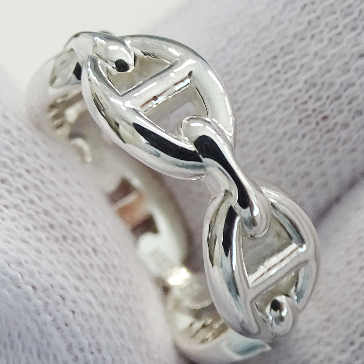 Hermes Silver Silver 925 Band Ring (Pre-Owned)