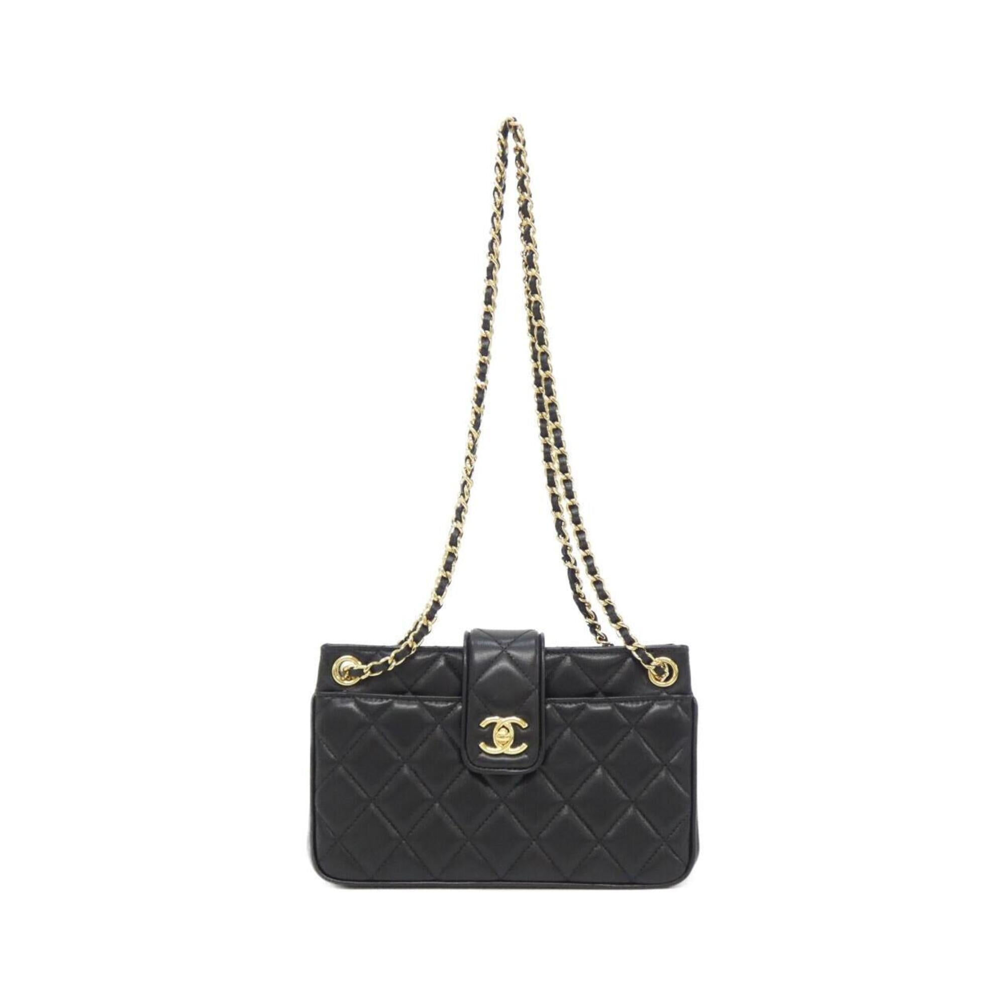 Chanel Black Leather Handbag Shoulder Bag (Pre-Owned)