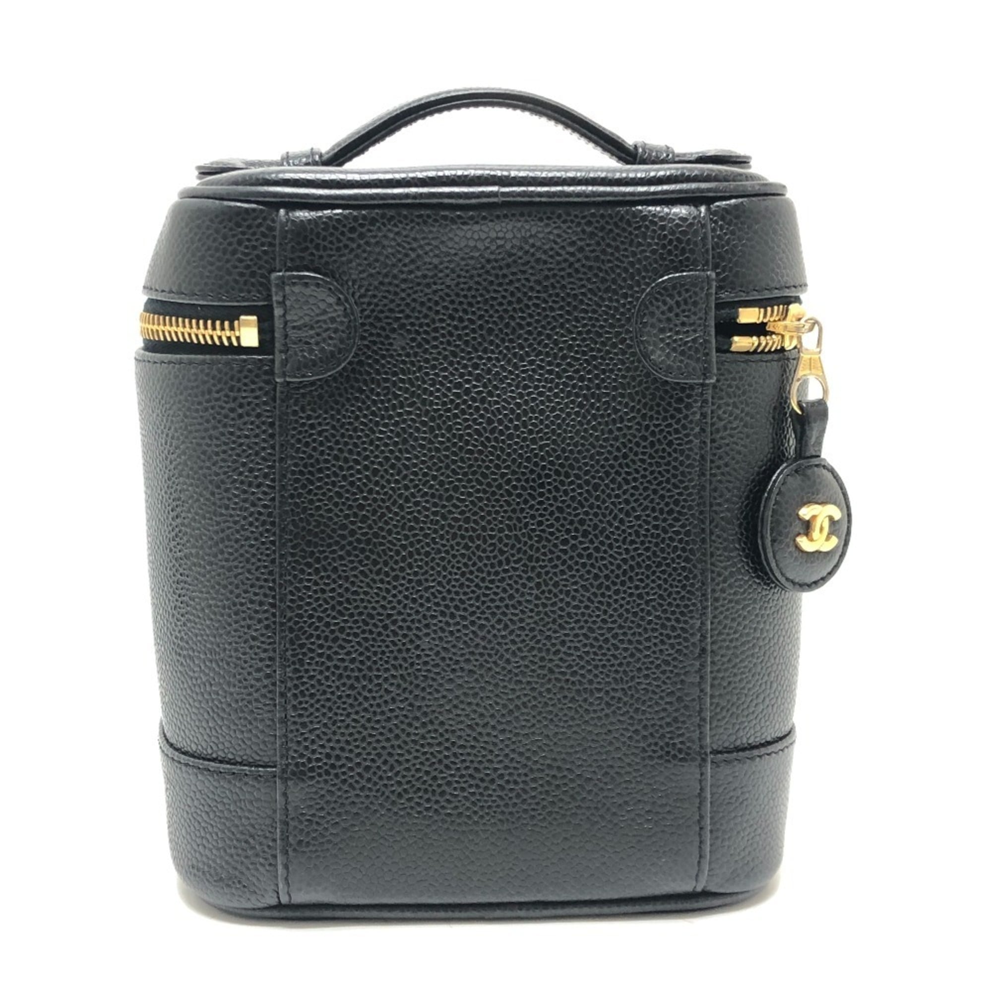 Chanel Black Grained Calfskin Handbag Vanity Bag (Pre-Owned)