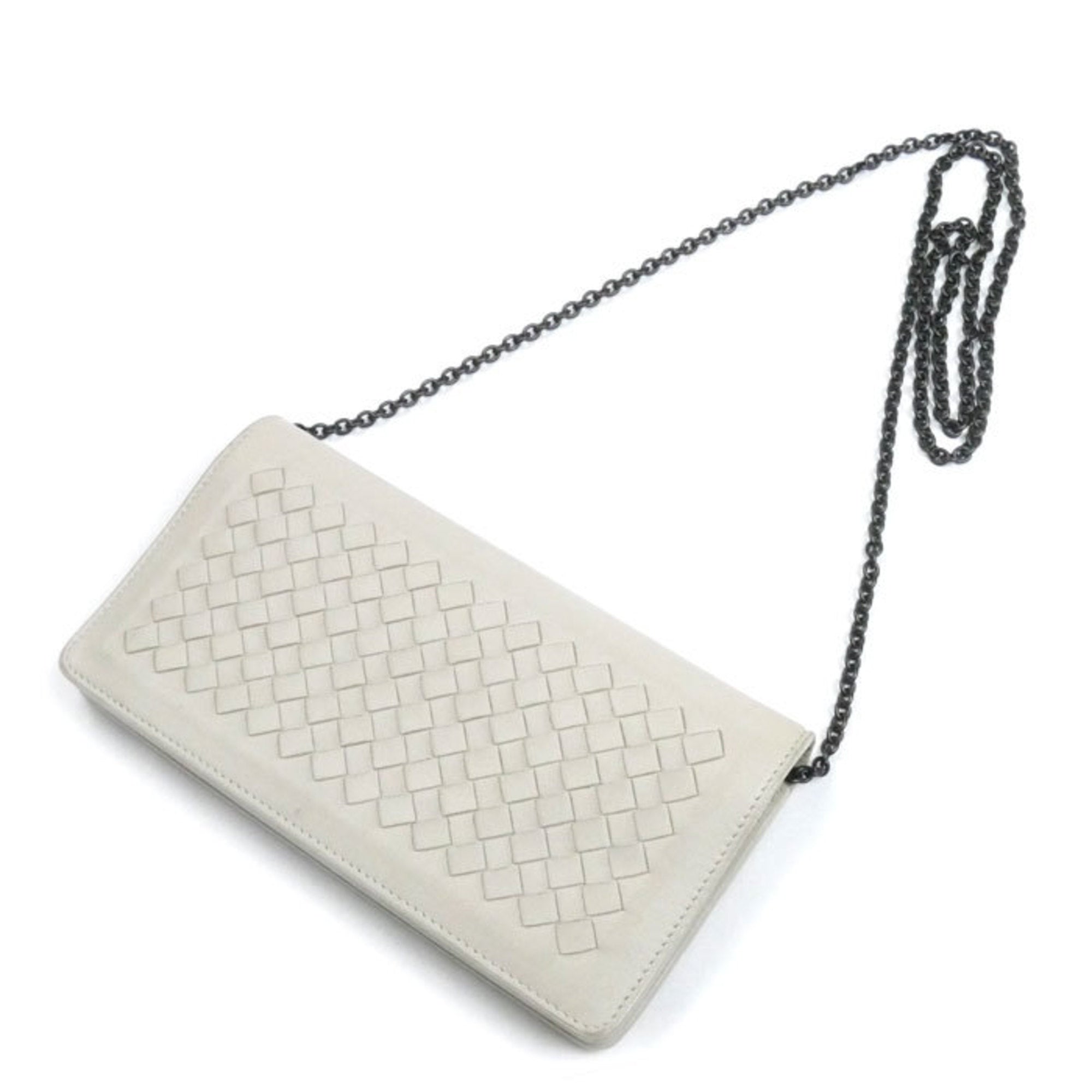 Bottega Veneta Ivory Leather Chain/Shoulder Wallet (Pre-Owned)