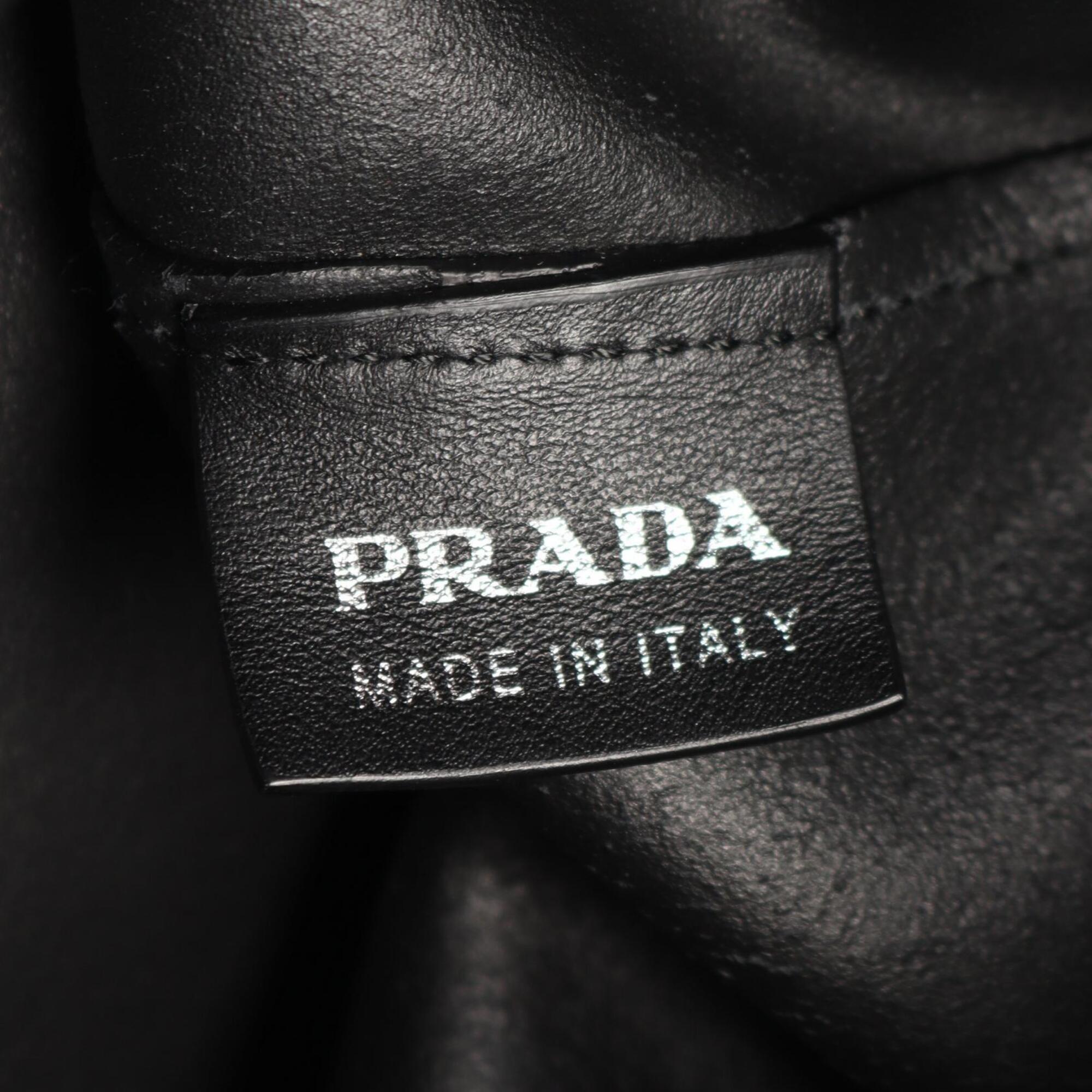 Prada Black Leather Handbag Pouch Tote Bag (Pre-Owned)