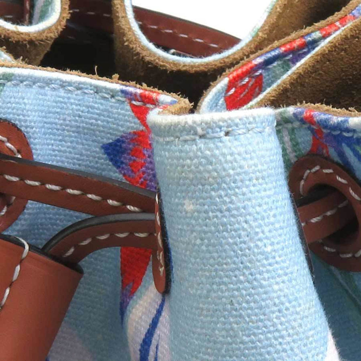 Loewe Blue Brown Canvas Leather Shoulder Bag (Pre-Owned)