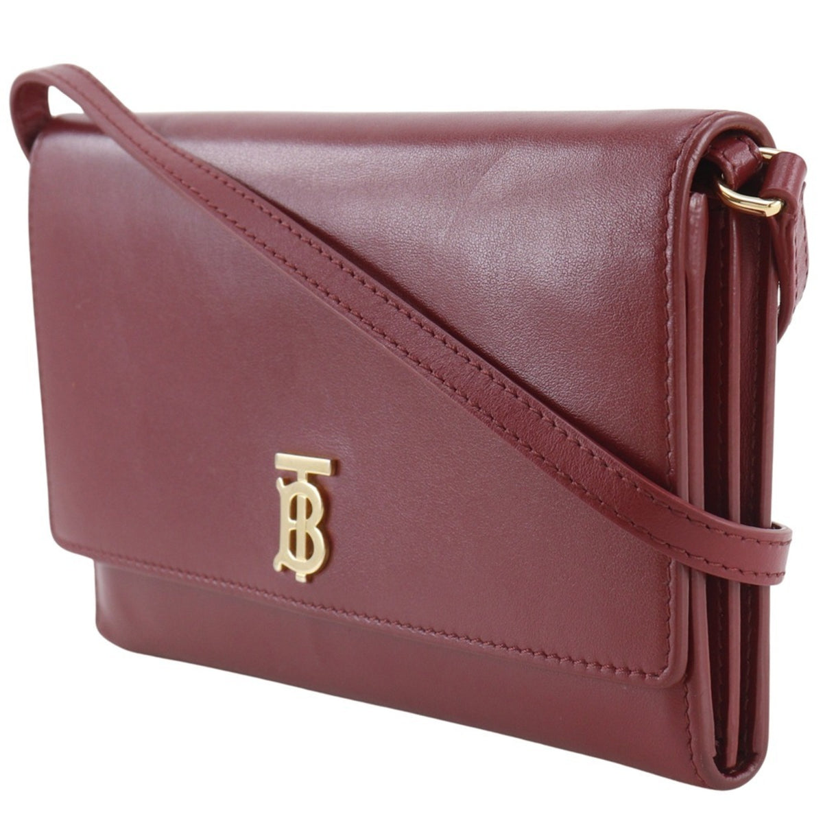 Burberry Red Color Leather Shoulder Bag (Pre-Owned)