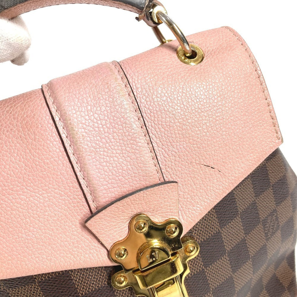 Louis Vuitton Brown Pink Damier Canvas Backpack Handbag (Pre-Owned)