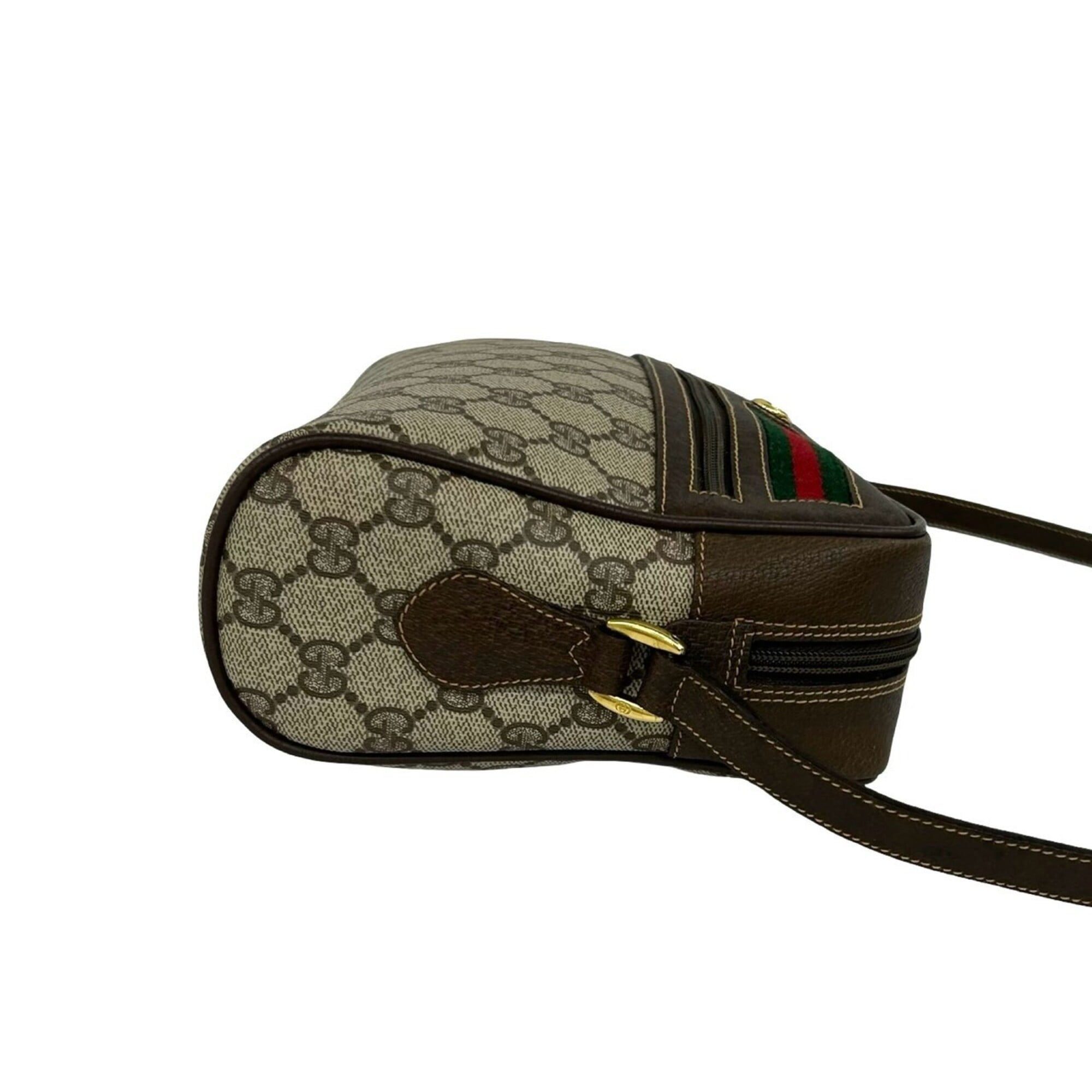 Gucci Brown Green Red Color Leather Pvc Pochette Shoulder Bag (Pre-Owned)
