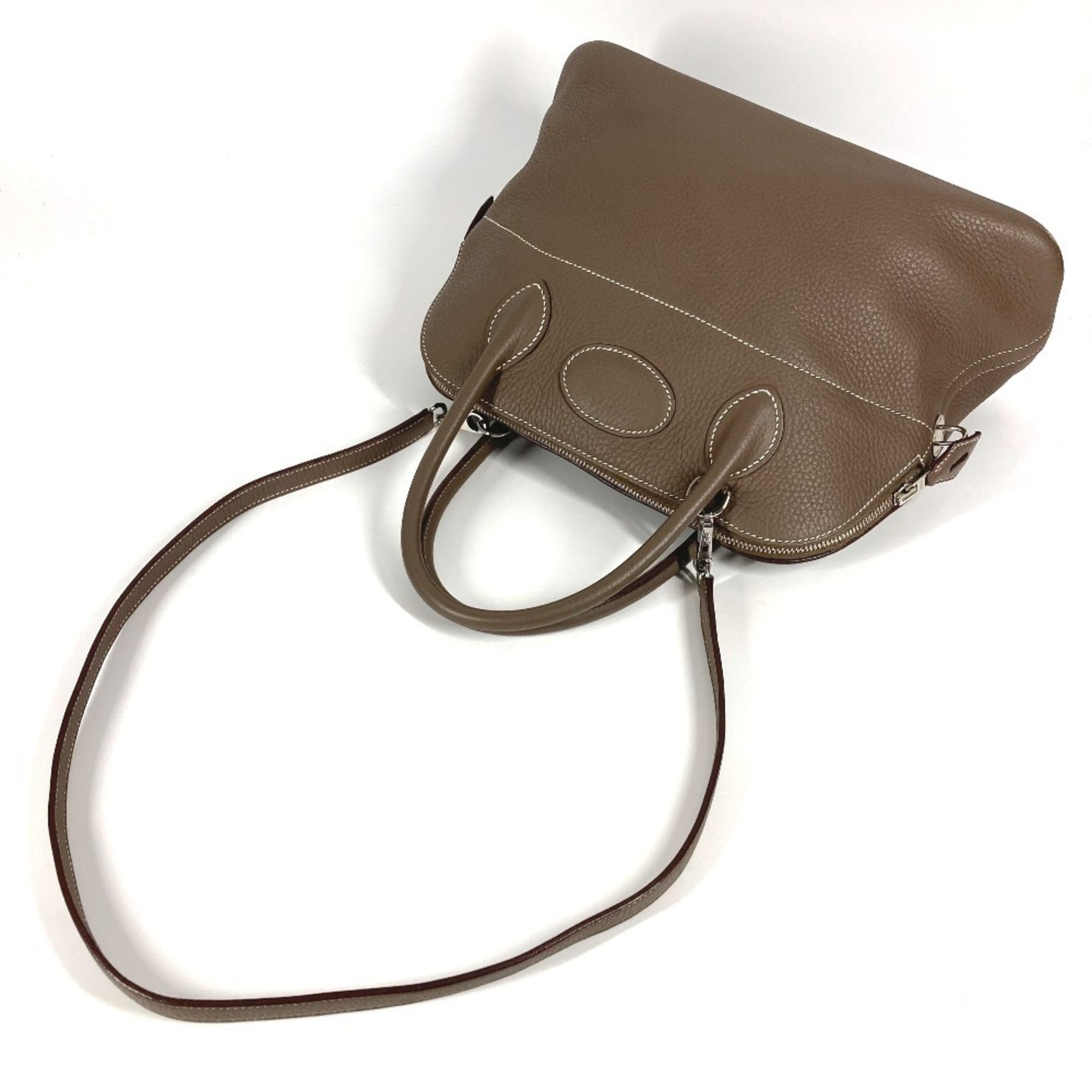 Hermes Bolide Etoupe Gray Gray Taurillon Clemence Leather Handbag Shoulder Bag Tote Bag (Pre-Owned)
