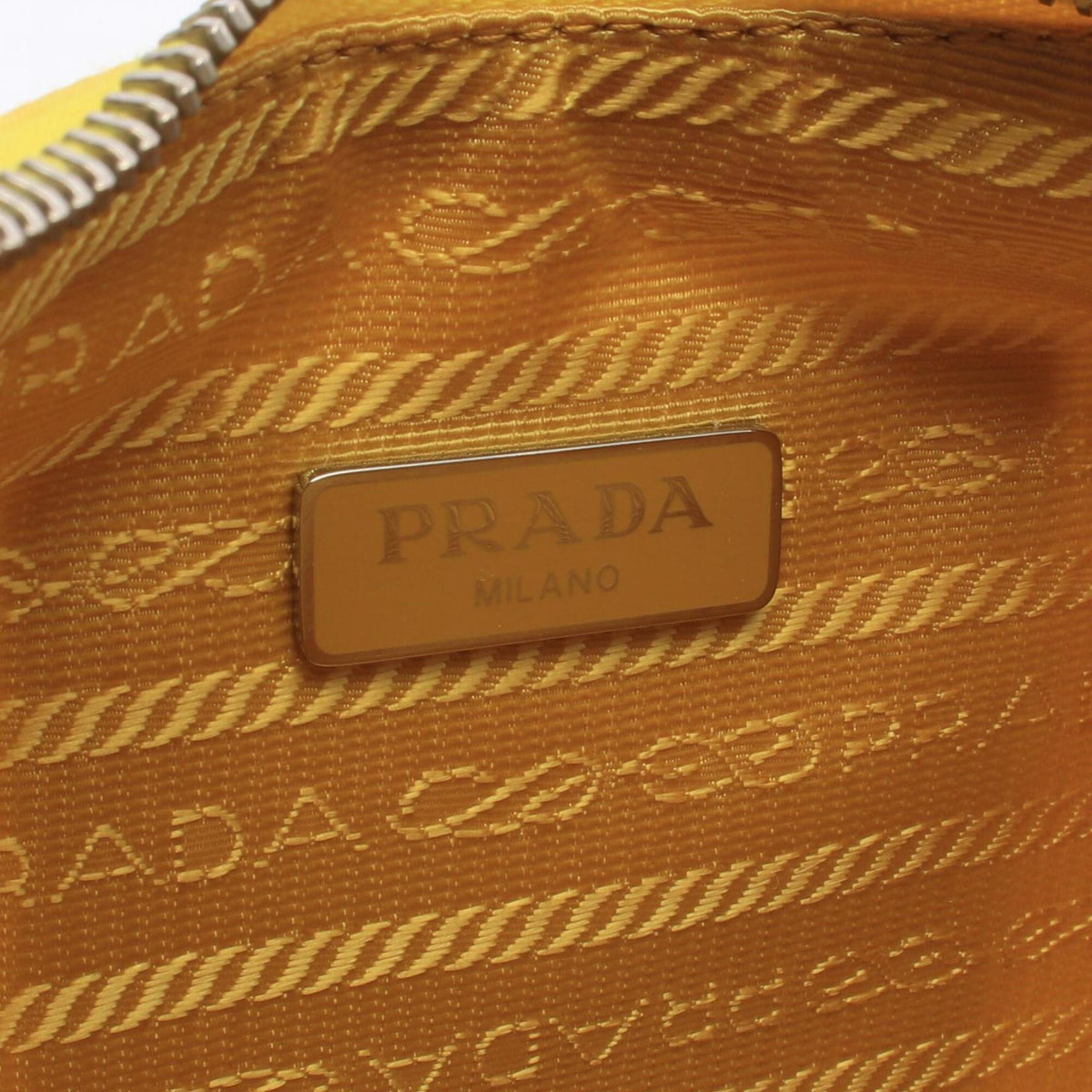 Prada Saffiano Yellow Nylon Leather Handbag (Pre-Owned)