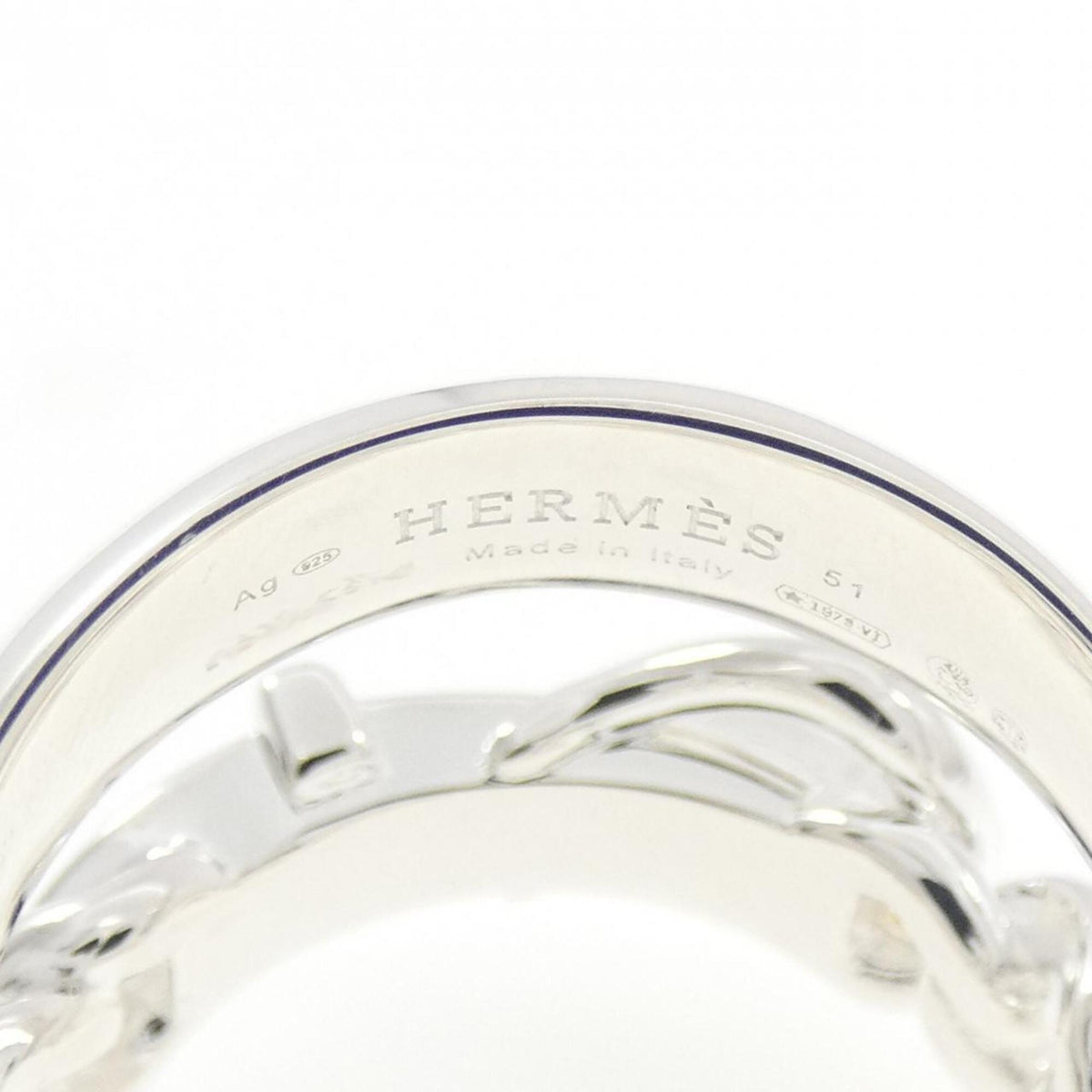 Hermes Silver Silver 925 Band Ring (Pre-Owned)