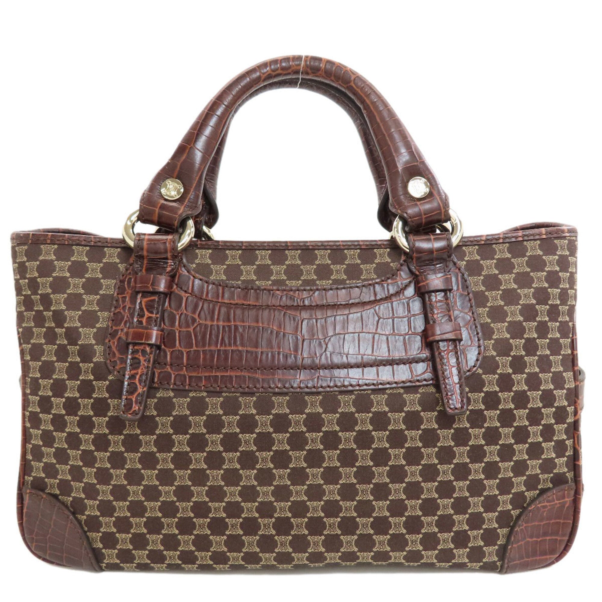 Celine Macadam Brown Canvas Leather Handbag (Pre-Owned)