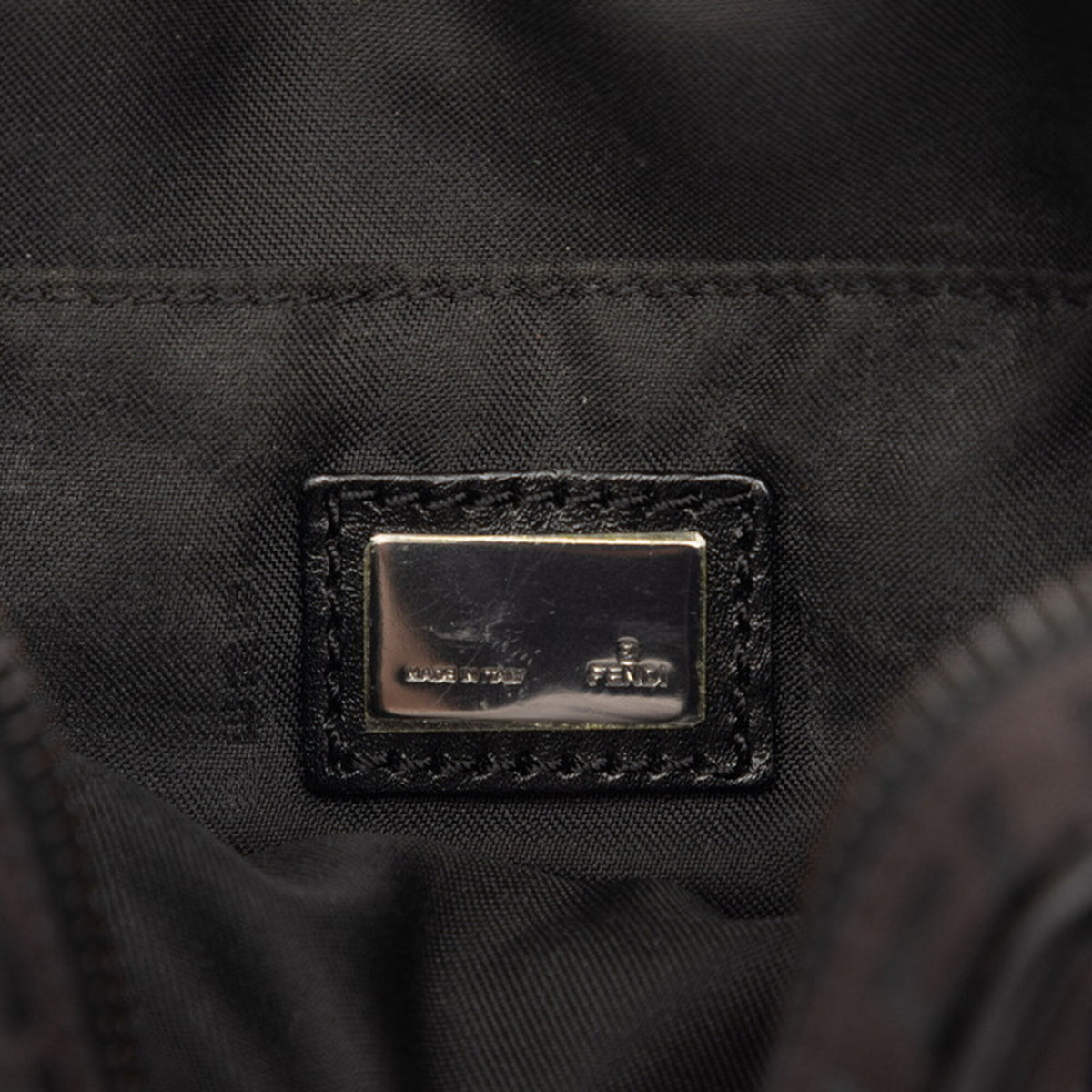 Fendi Black Canvas Leather Shoulder Bag (Pre-Owned)
