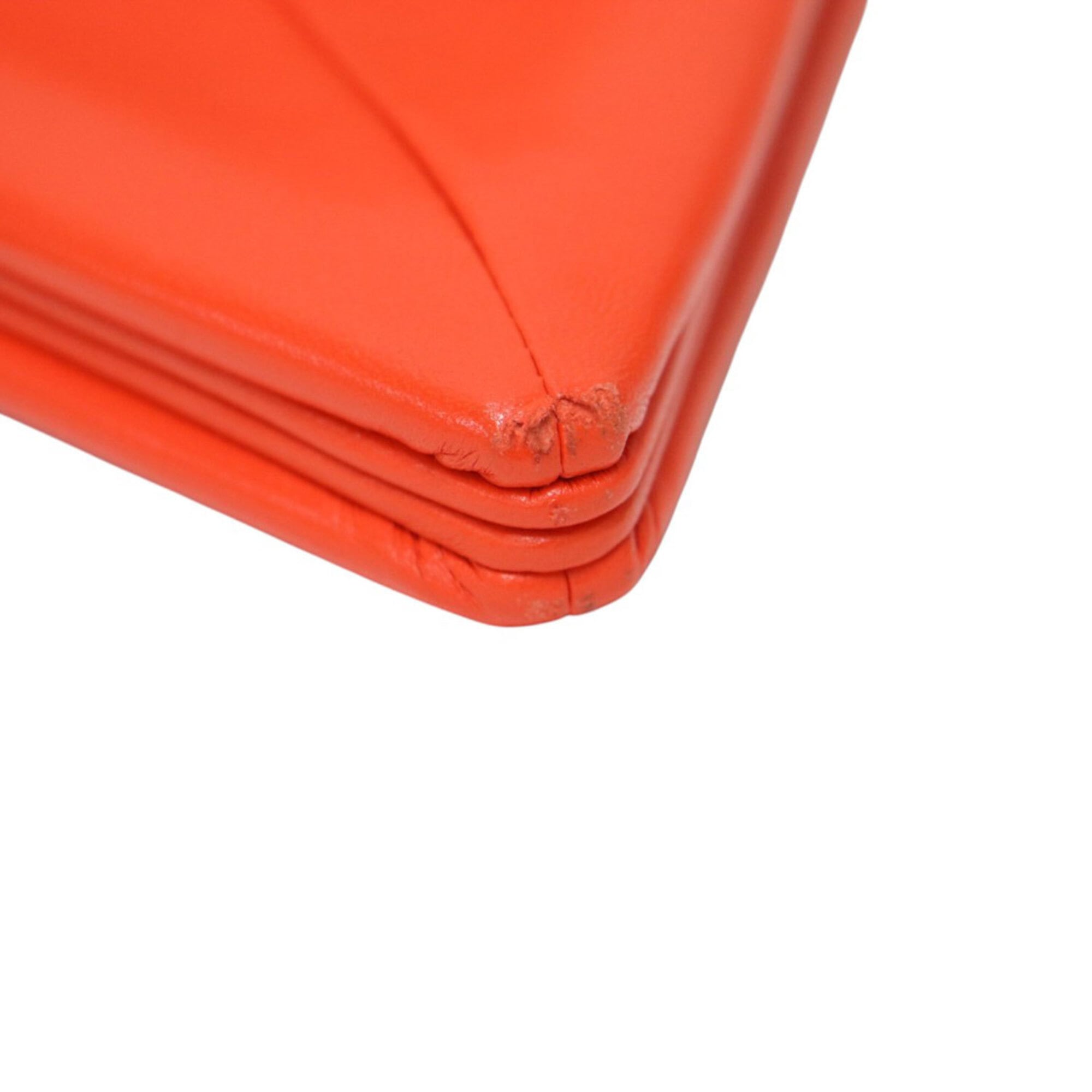 Bottega Veneta Orange Leather Clutch Bag Handbag (Pre-Owned)