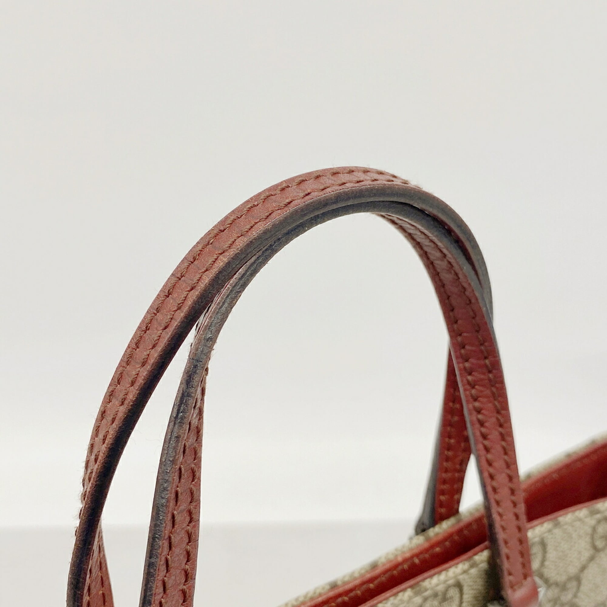 Gucci Brown Red Color Pvc Tote Bag (Pre-Owned)