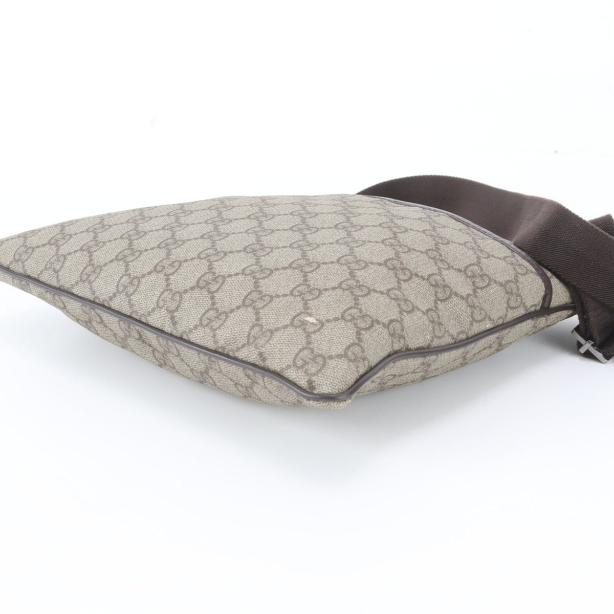 Gucci Brown Leather Coated Canvas Messenger Bag Shoulder Bag (Pre-Owned)