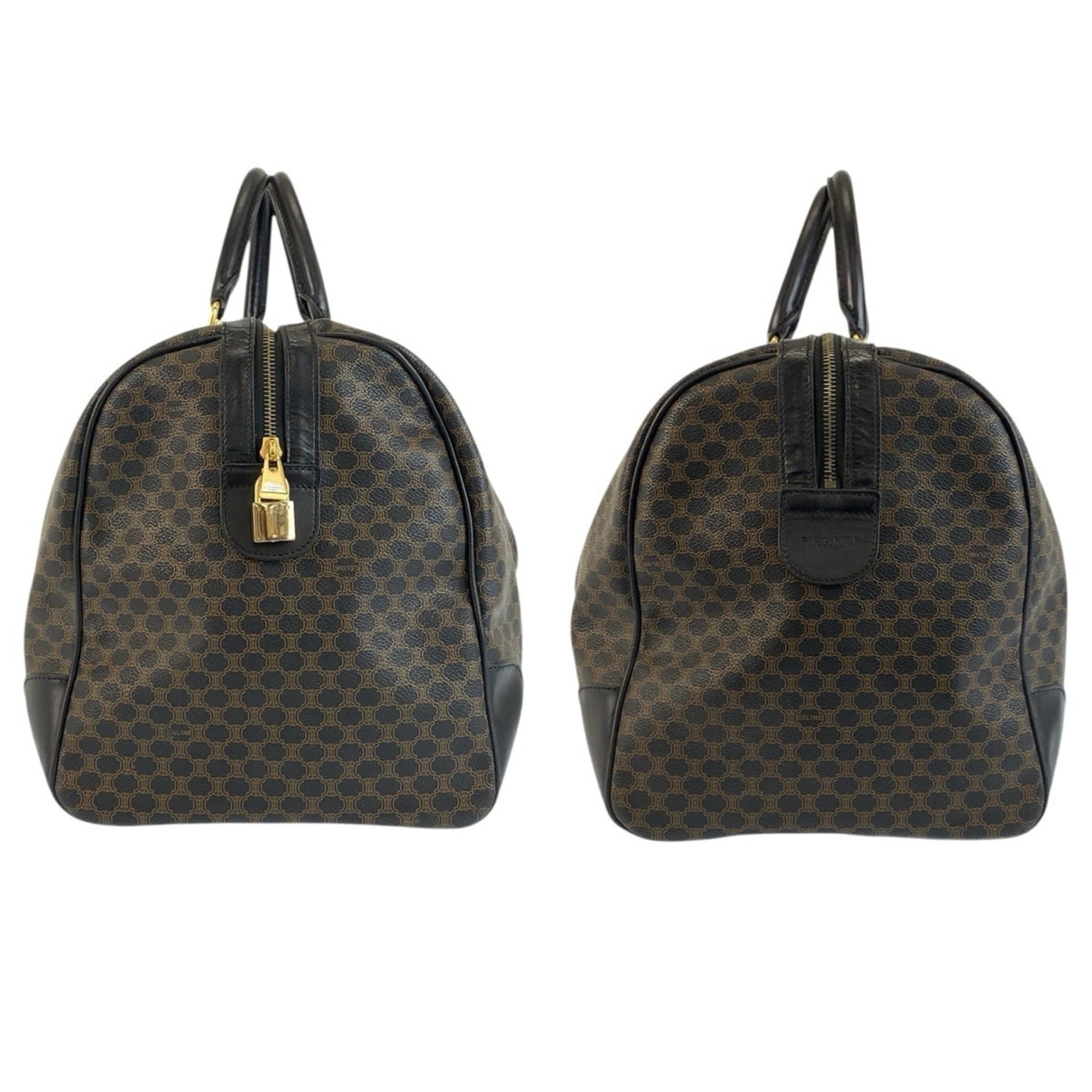 Celine Black Brown Pvc Boston Bag Handbag (Pre-Owned)
