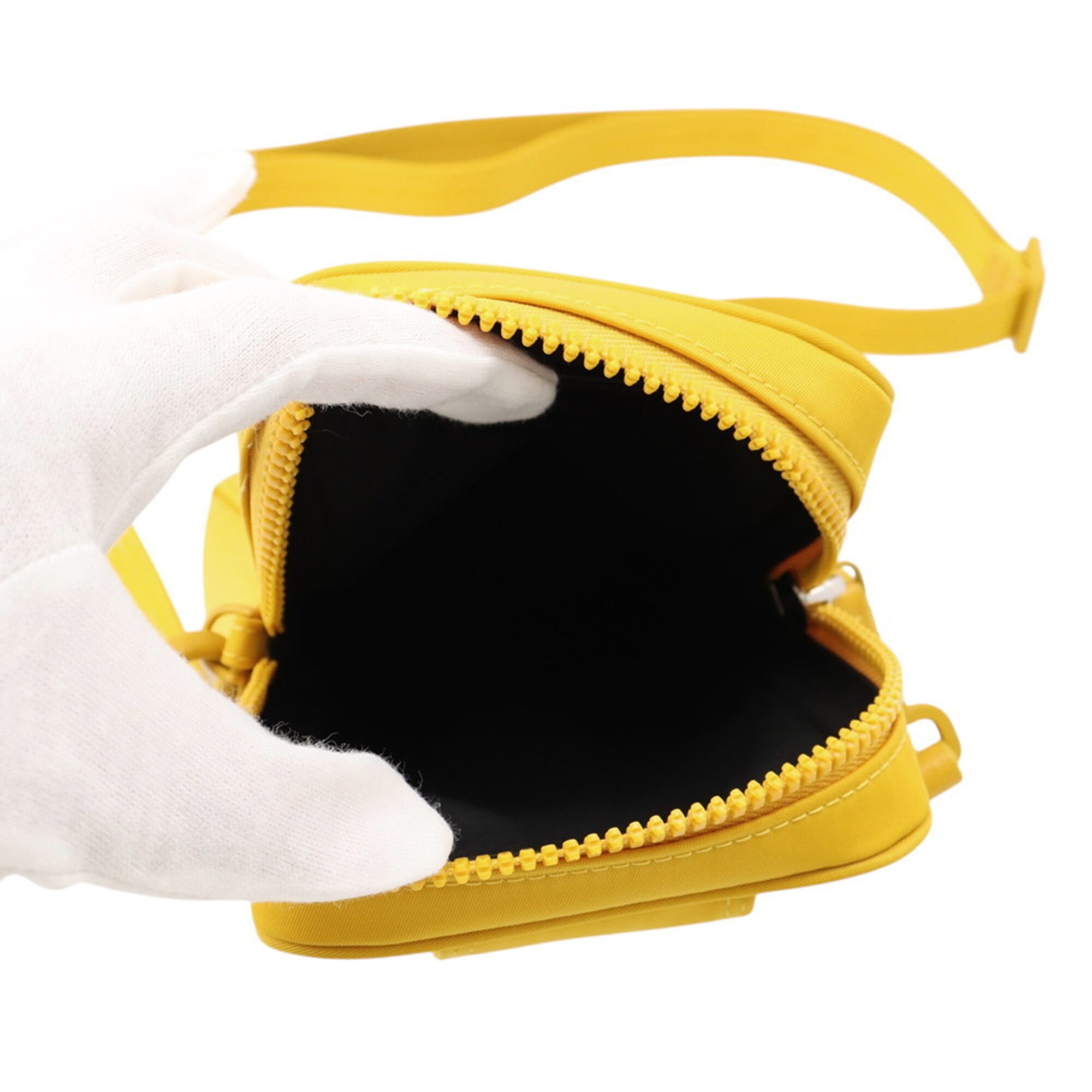 Fendi Yellow Nylon Leather Pouch Shoulder Bag (Pre-Owned)