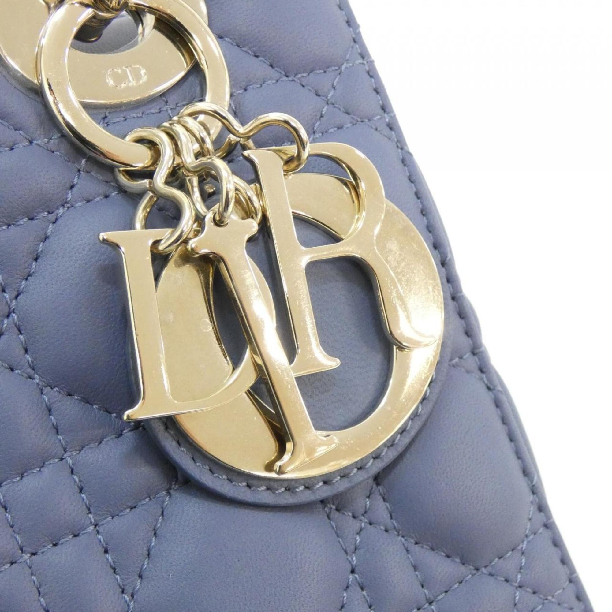 Christian Dior Lady Dior Blue Leather Handbag (Pre-Owned)