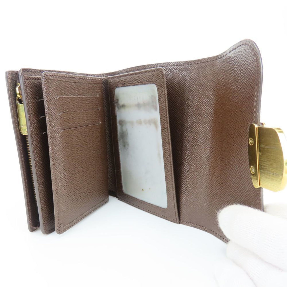 Louis Vuitton Brown Damier Canvas Ebene Damier Canvas Wallet (Tri-Fold) (Pre-Owned)